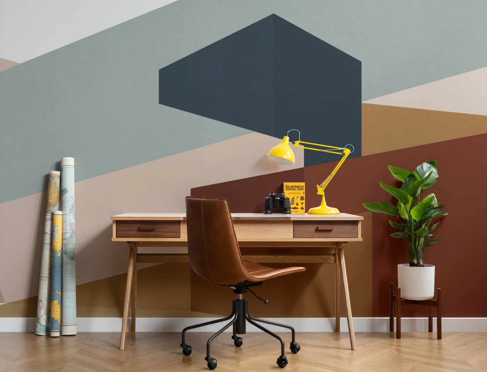 Modern Abstract Blok Vormen Behang Muurschildering