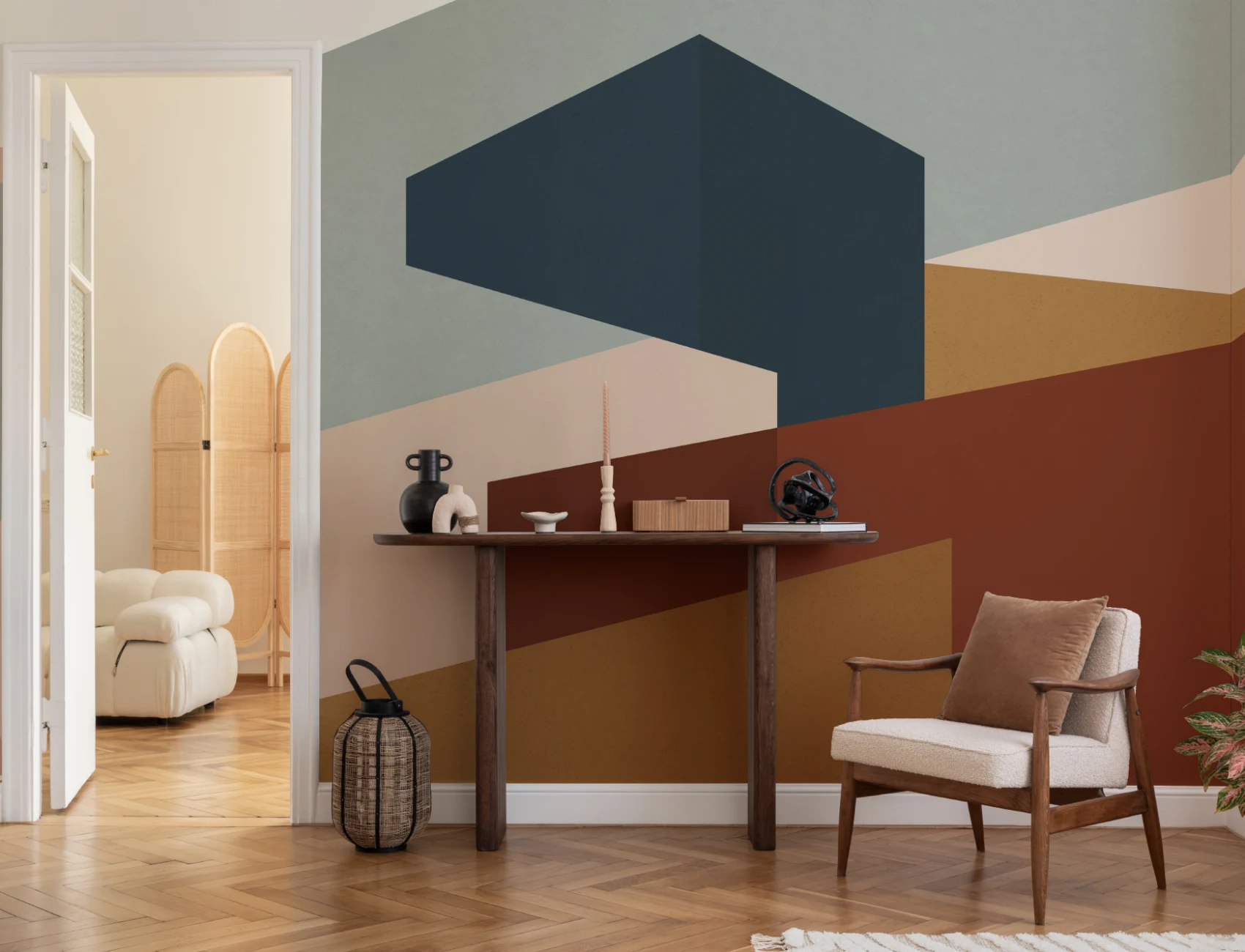 Modern Abstract Blok Vormen Behang Muurschildering