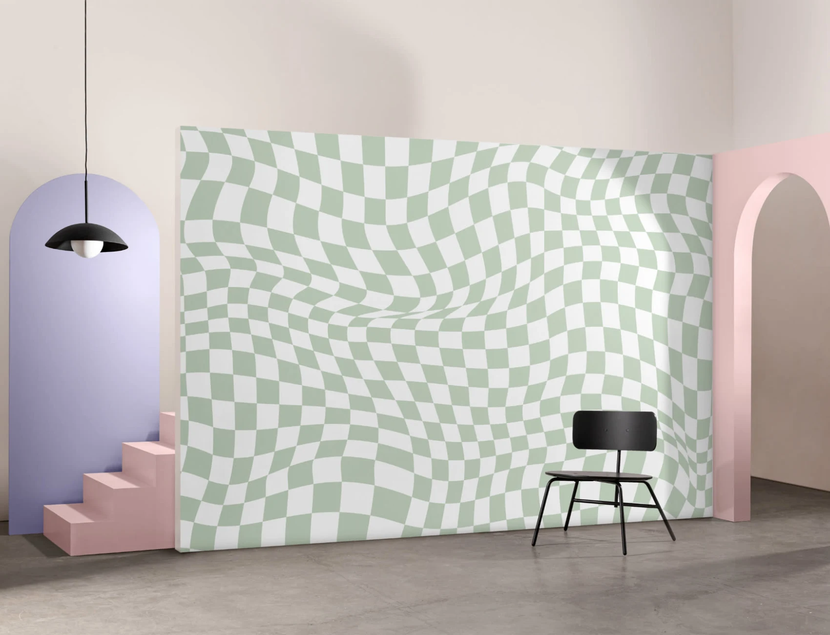 Cool Green Checkered Aesthetic Pattern Wallpaper Mural