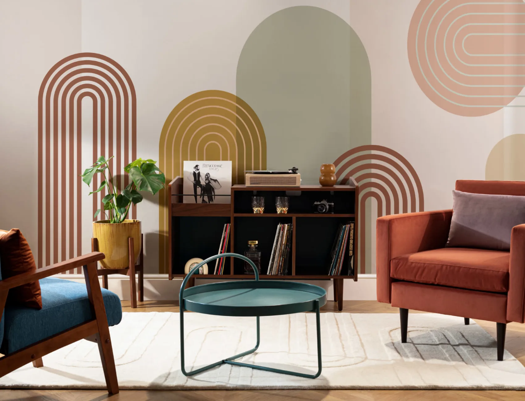 Klassinen retro geometrinen kuvatapetti