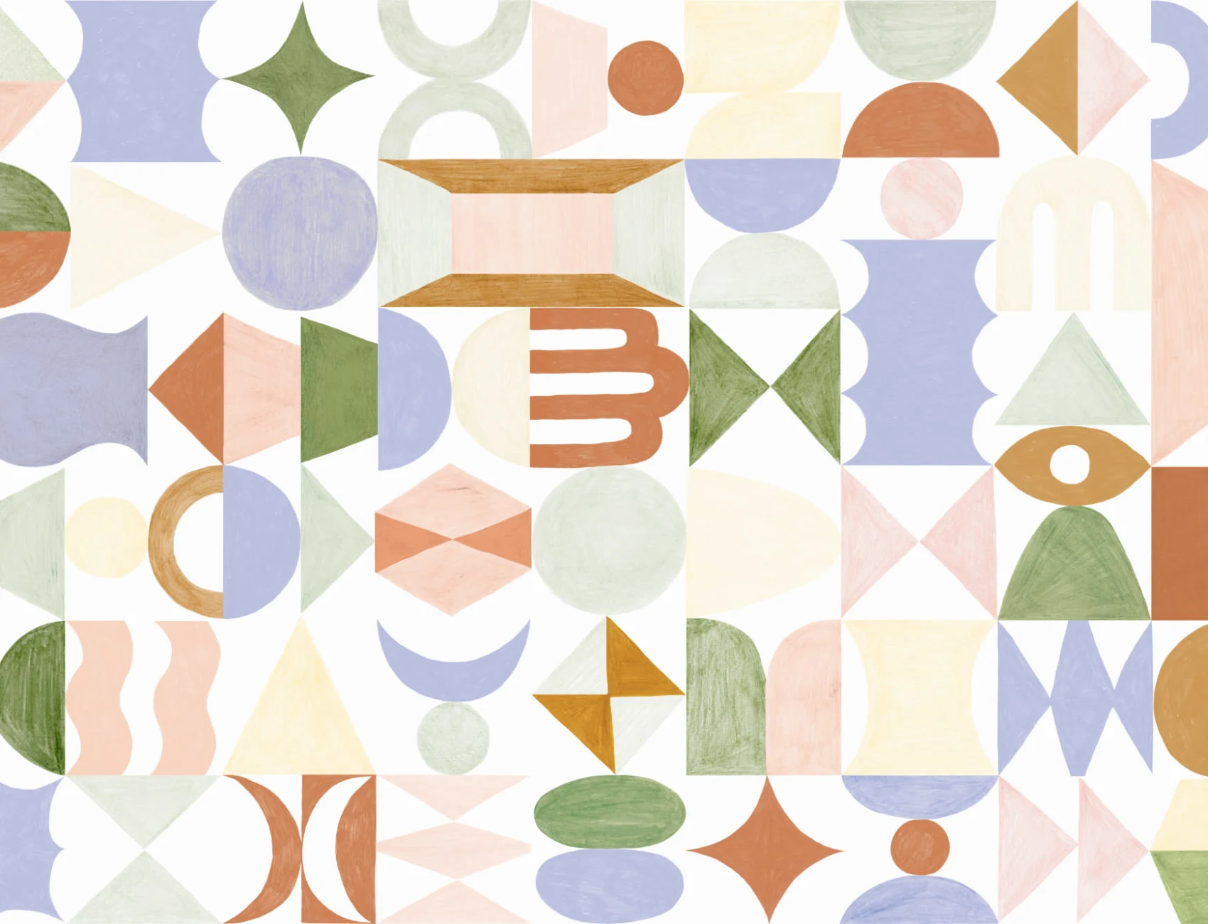 Pastel Geometrische Totem Vormen Behang Muurschildering