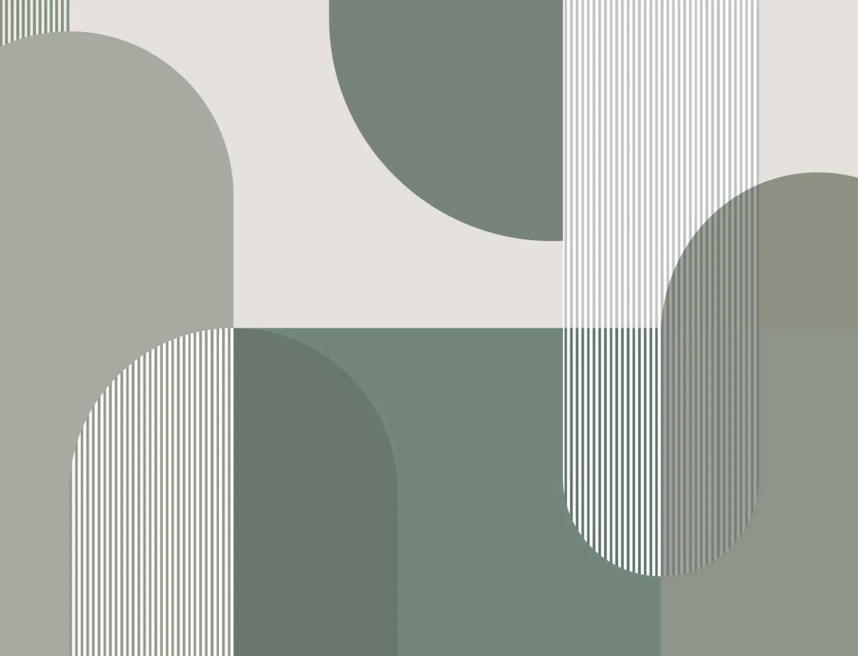 Green Scandinavian Geometric Mural