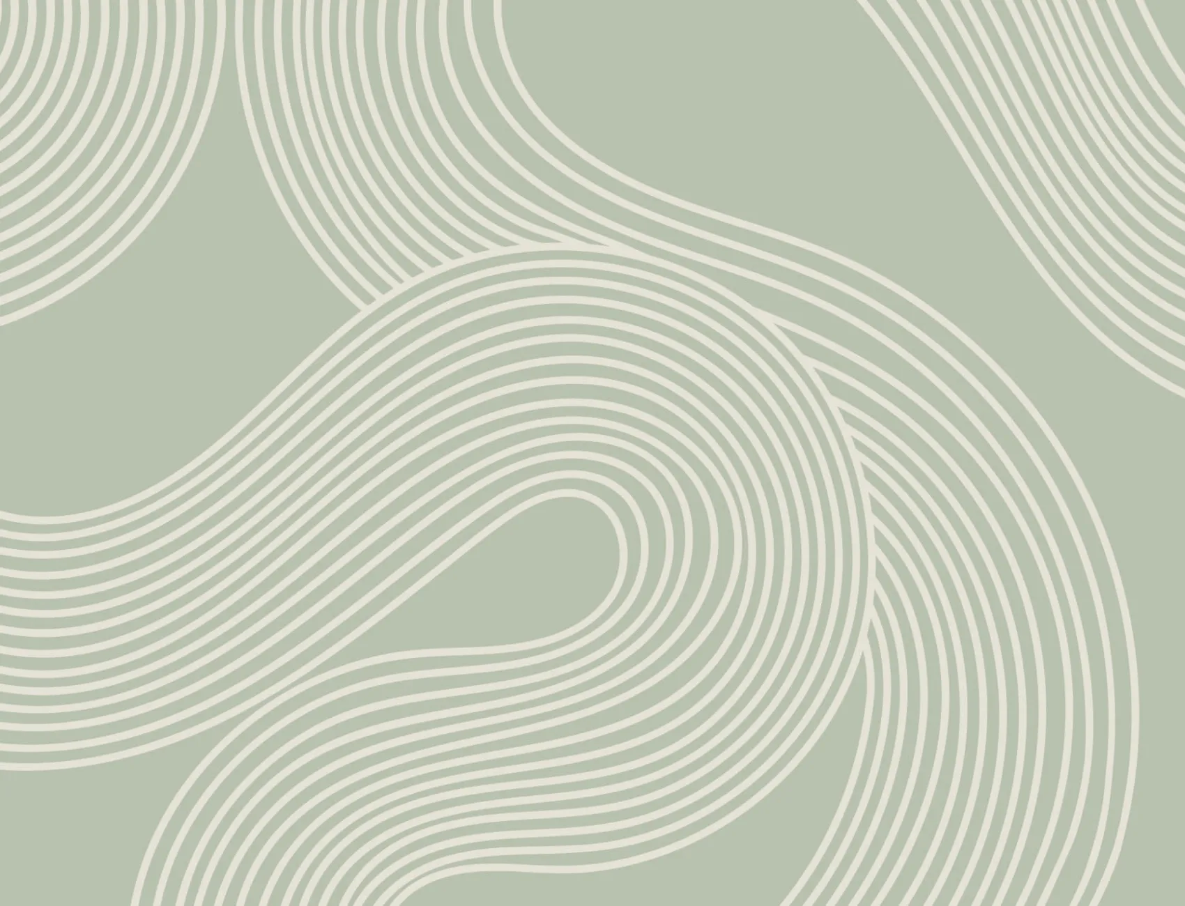 Green Curvy Lines Zen Garden Pattern Mural