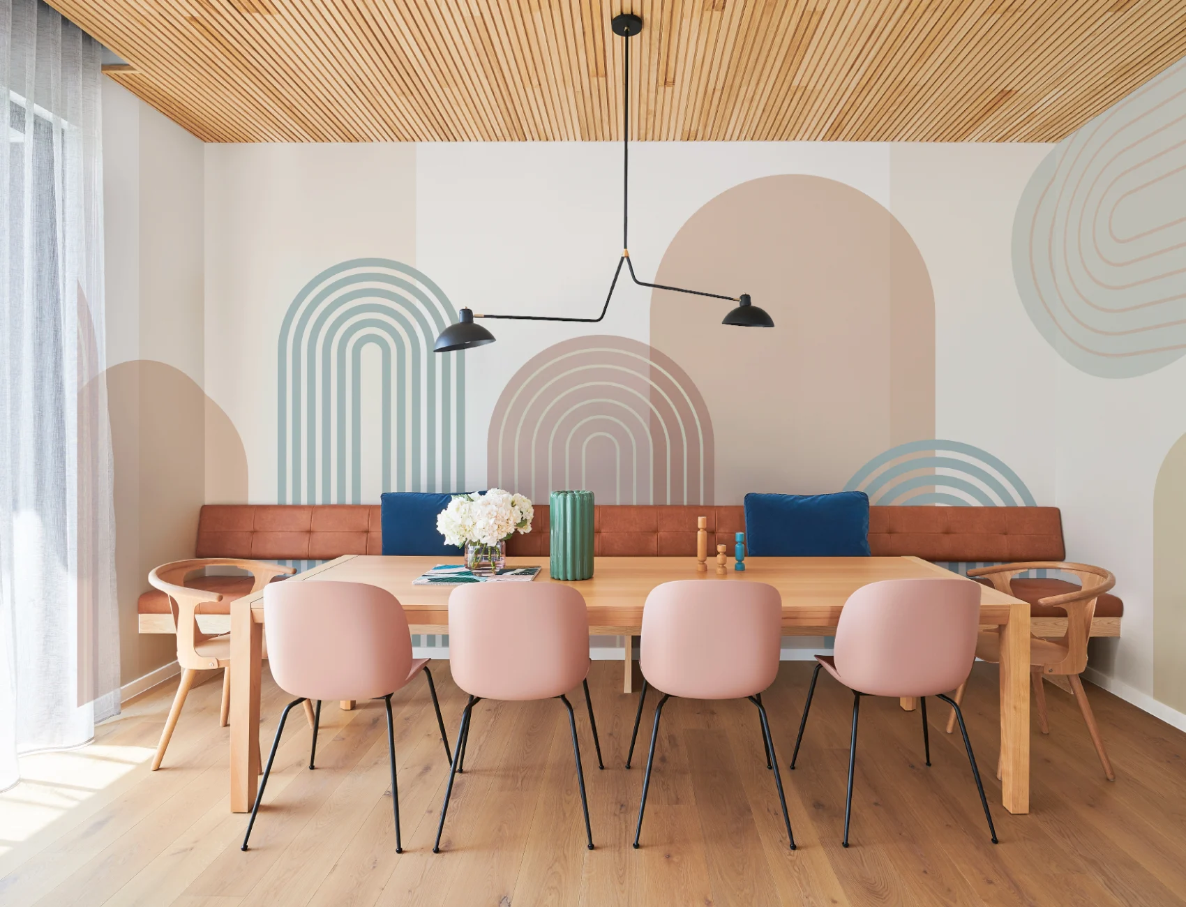 Pastell Retro Geometriska bågar Mural-tapeter