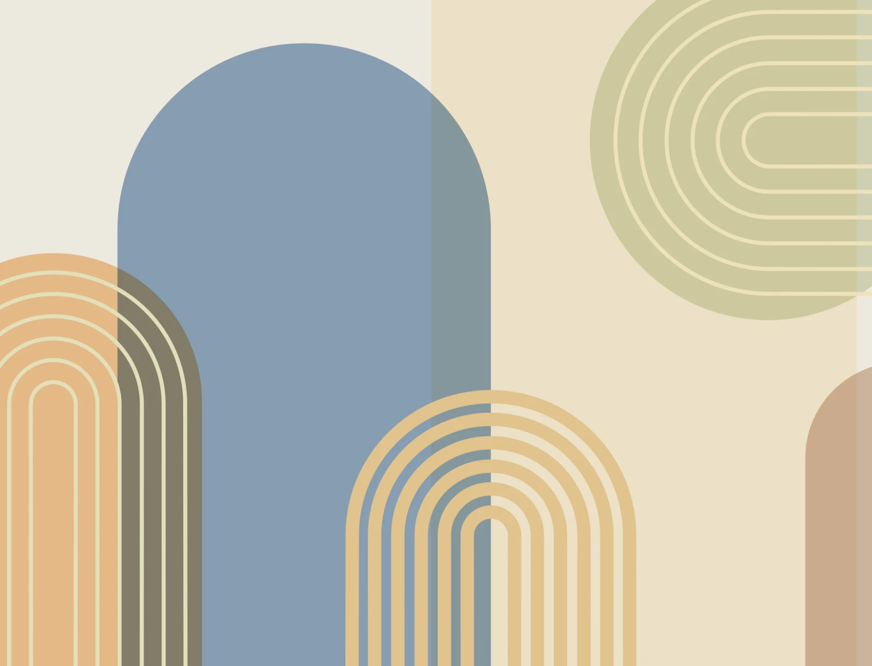 Multi Retro Geometric Arches Mural