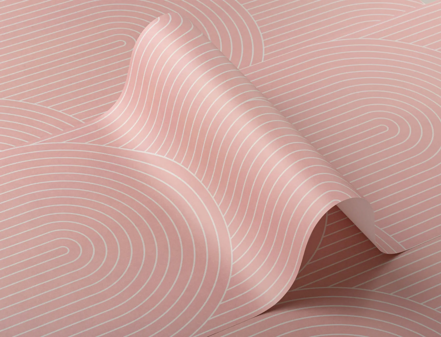 Papel de parede geométrico cor-de-rosa com padrão de repetição de laço de riscas finas