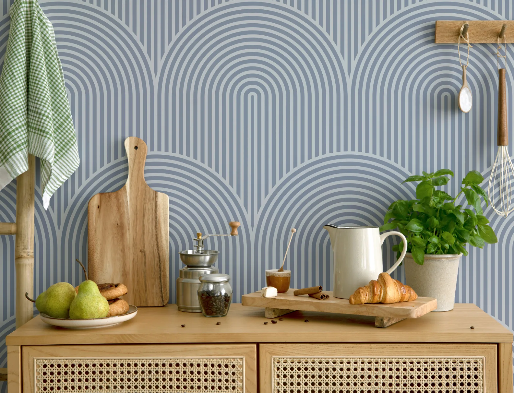 Blue Circuit Design Geometric Striped Repeat Pattern Wallpaper
