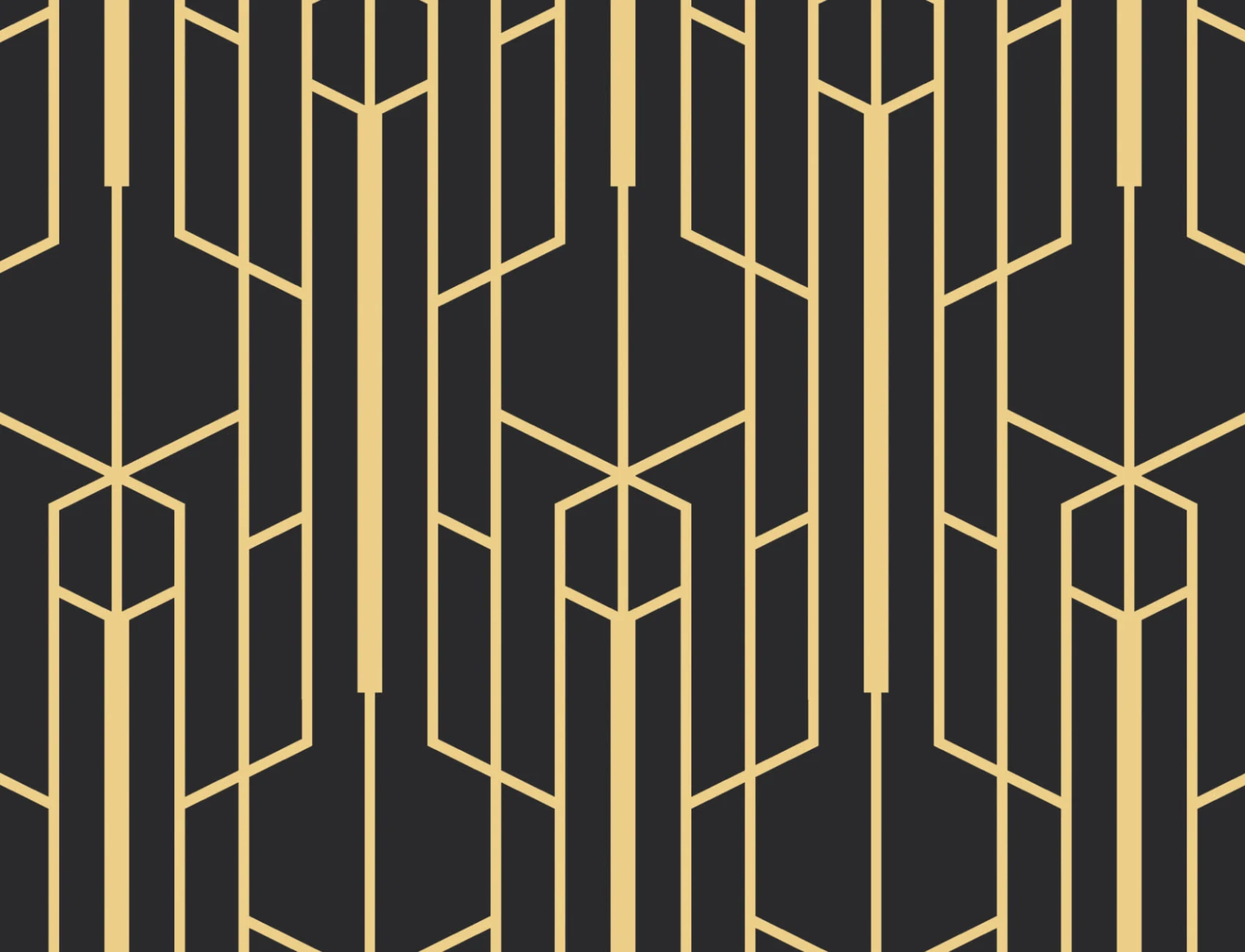 Yellow & Black Geometric Repeat Pattern Wallpaper