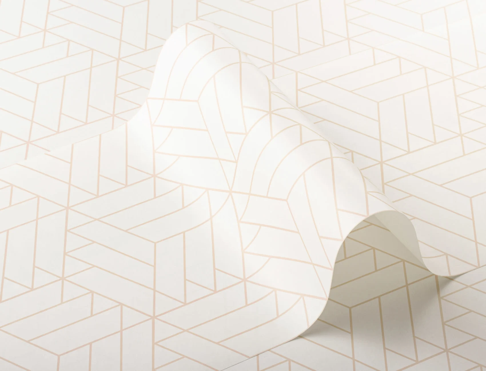 Nude Lined Cube Geometrisch Modern Repeat Pattern Behang