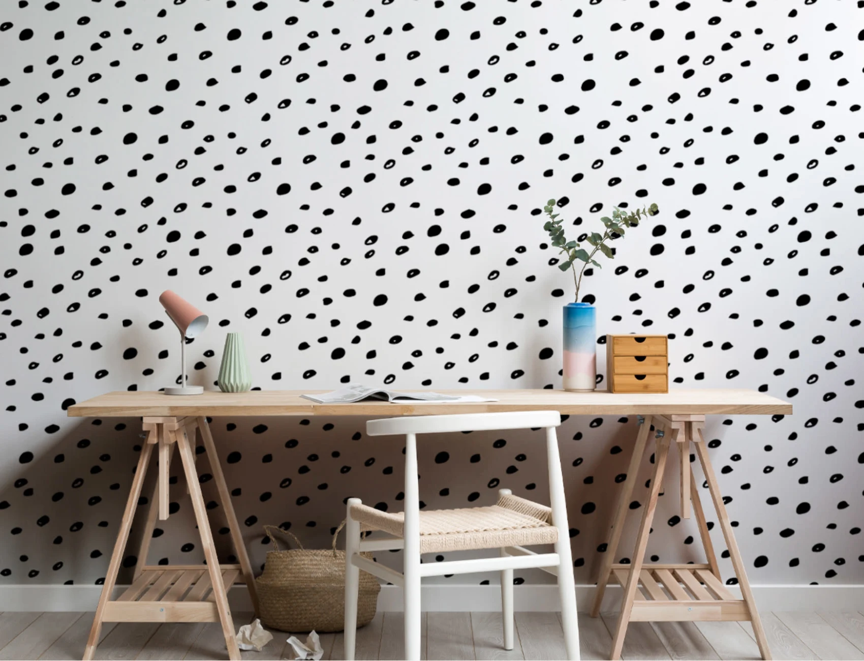 Musta & Valkoinen Spotty Speckle kuvatapetti