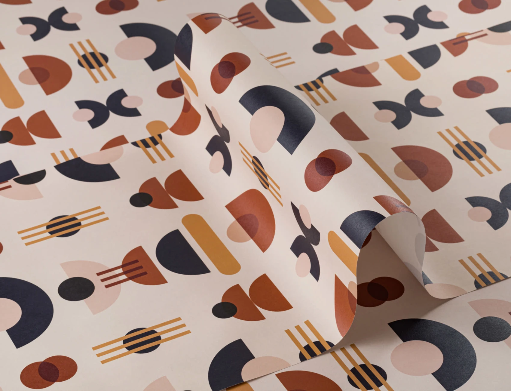Neutru & Navy Mid Century Modern Geometric Repeat Pattern tapet