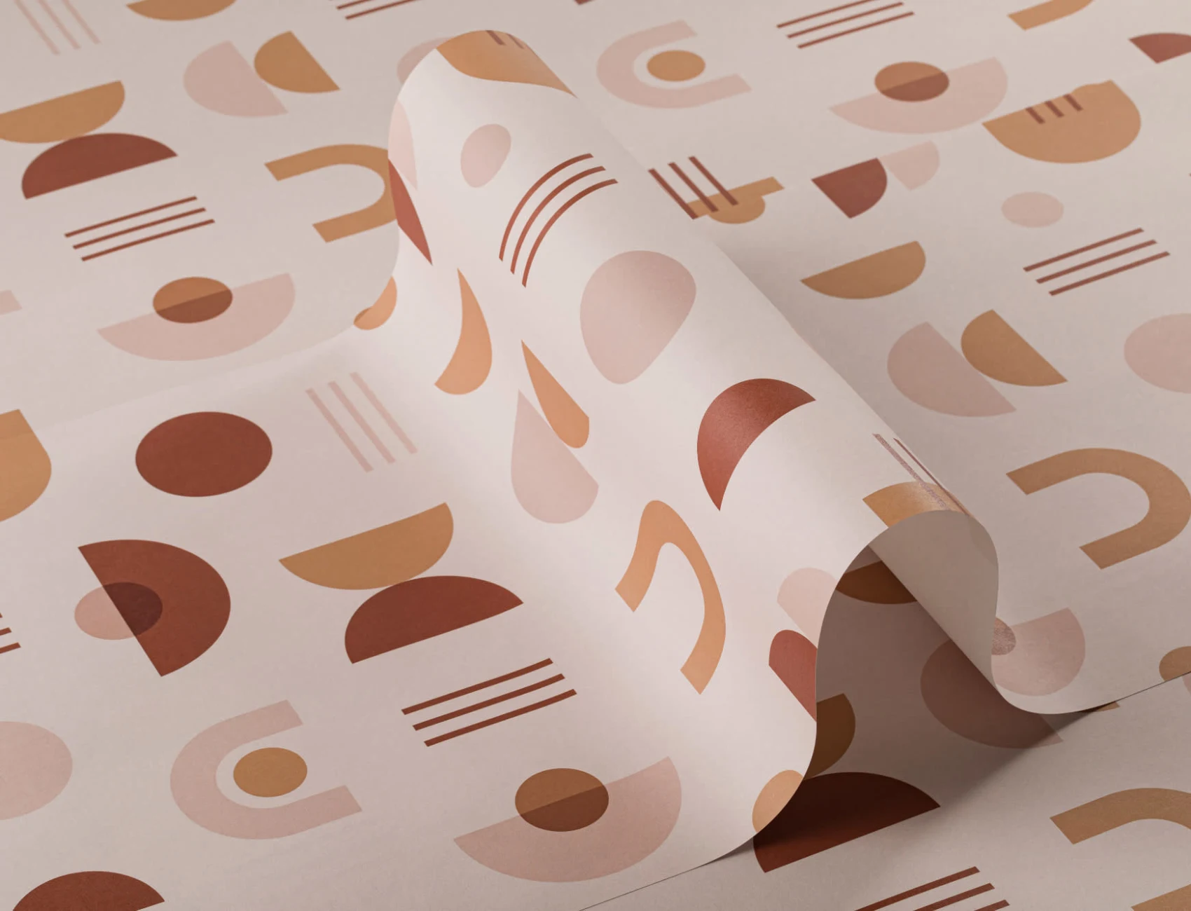 Brown & Neutral Mid Century Modern Geometric Pattern Wallpaper