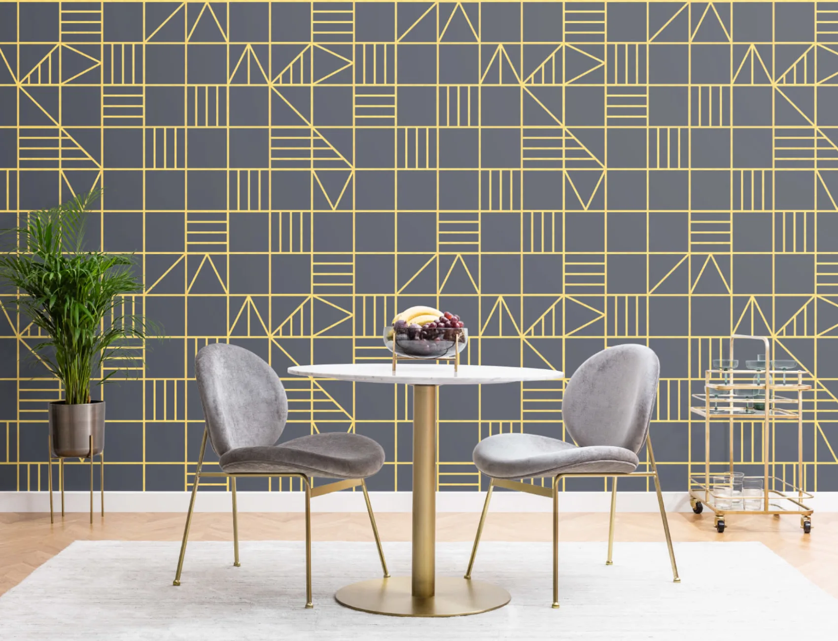 Grid Klassieke Driehoeken Behang Muurschildering