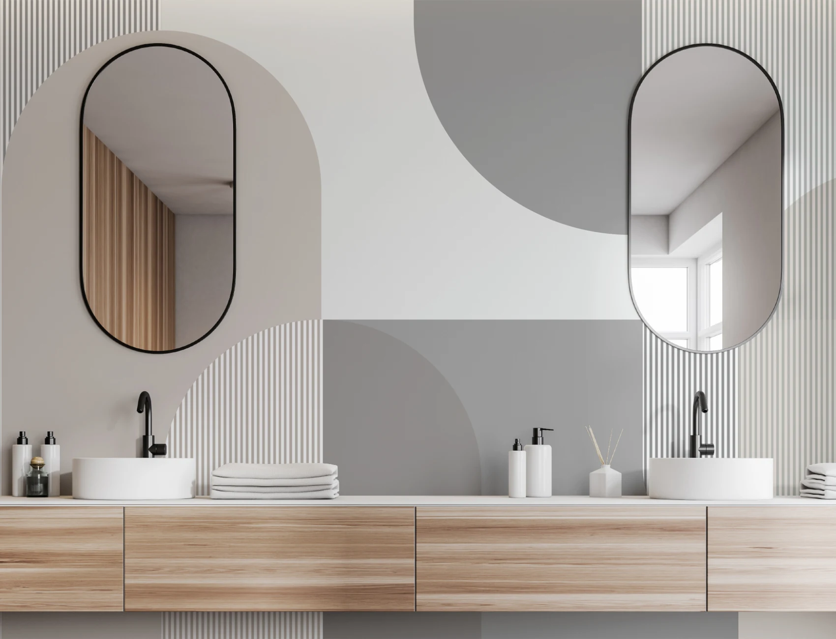 Neutraali harmaa Scandi geometrinen kuvatapetti