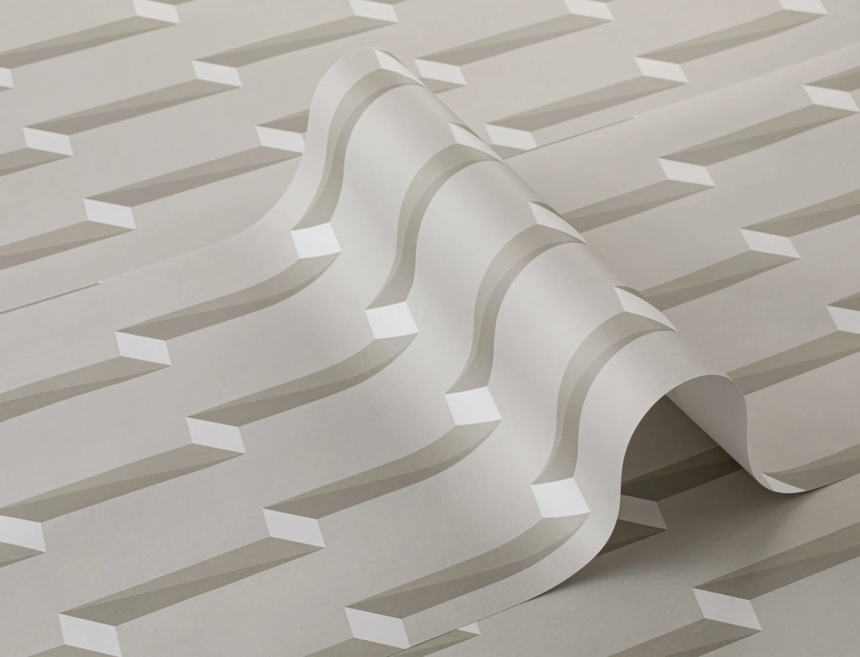 Grey 3D Effect Modern Geometric Repeat Pattern Wallpaper
