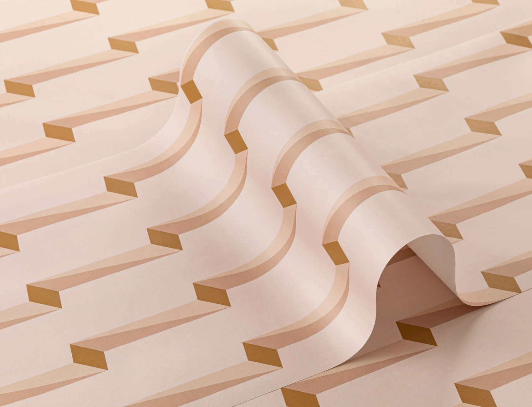Różowa tapeta z efektem 3D Nowoczesny geometryczny powtarzający się wzór