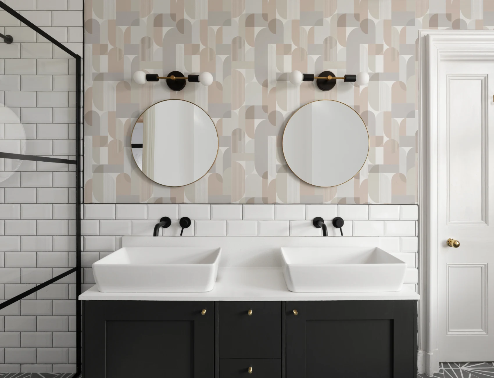 Papel de parede neutro Scandi Geometric Repeat Pattern