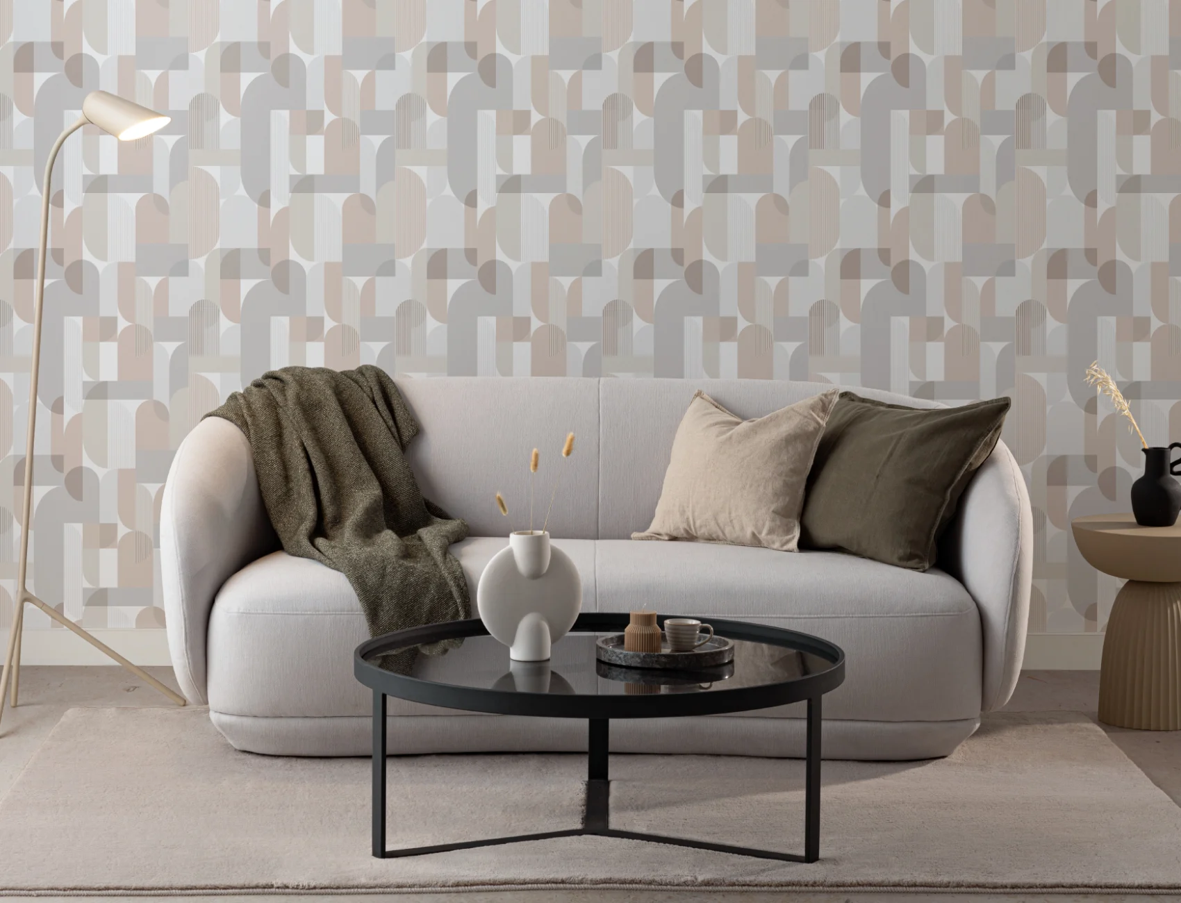 Papel de parede neutro Scandi Geometric Repeat Pattern