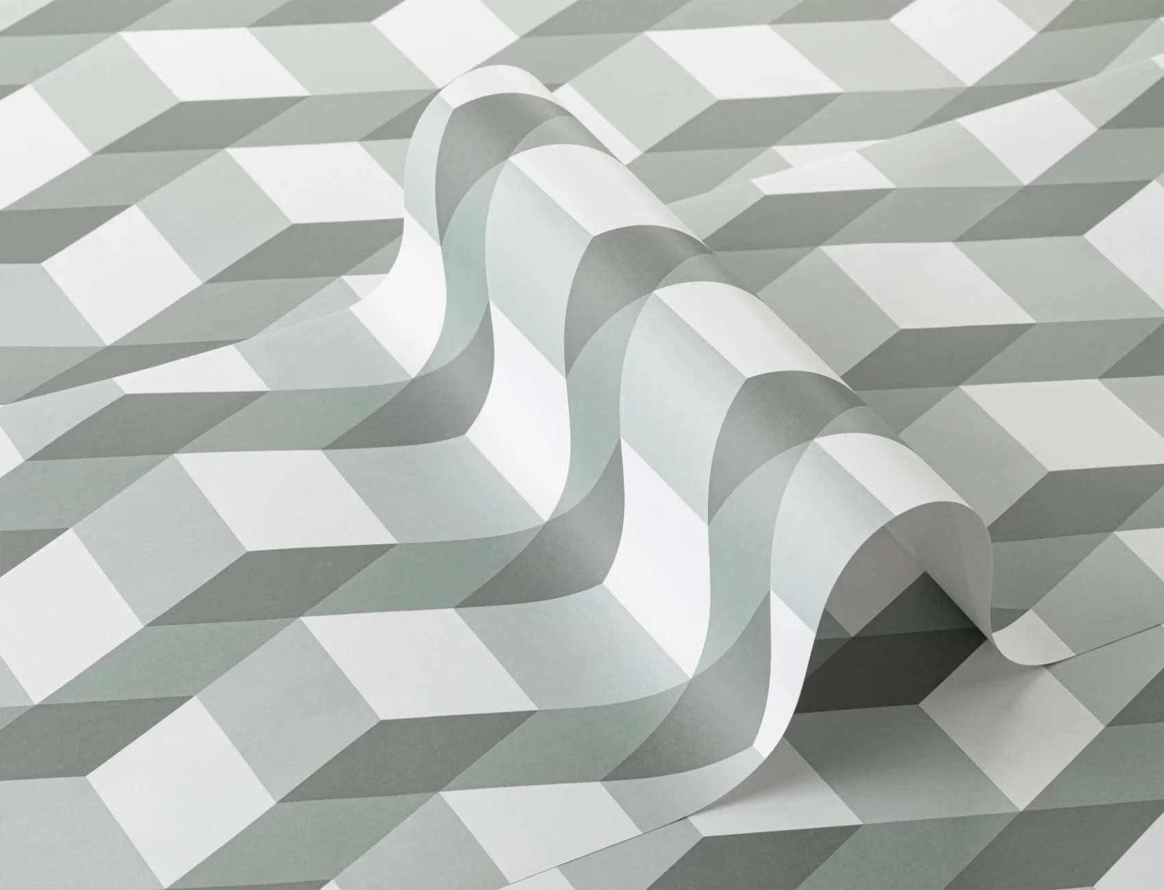3D Effect Cube Geometric Repeat Pattern Wallpaper