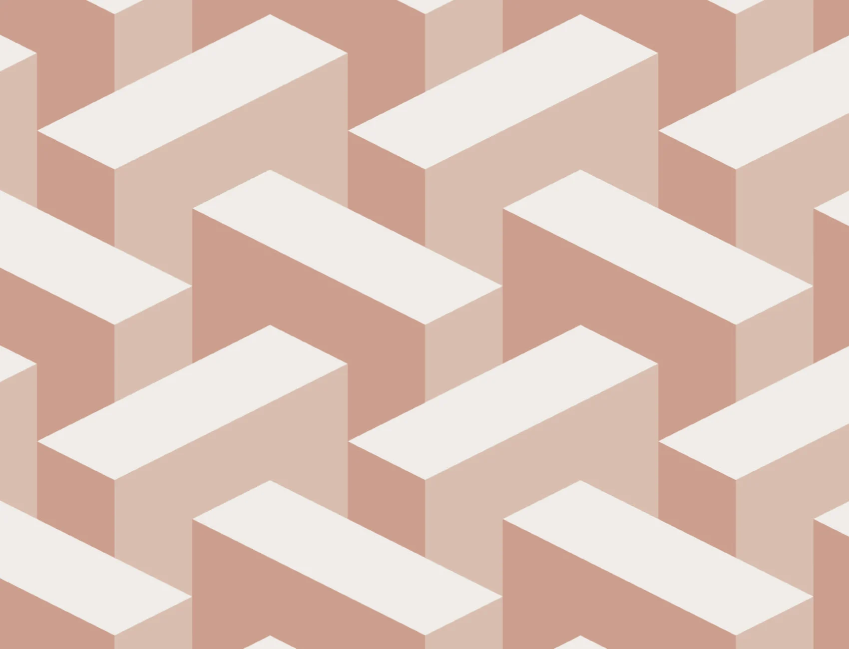 Pink Modern 3D Effect Geometric Repeat Pattern Wallpaper