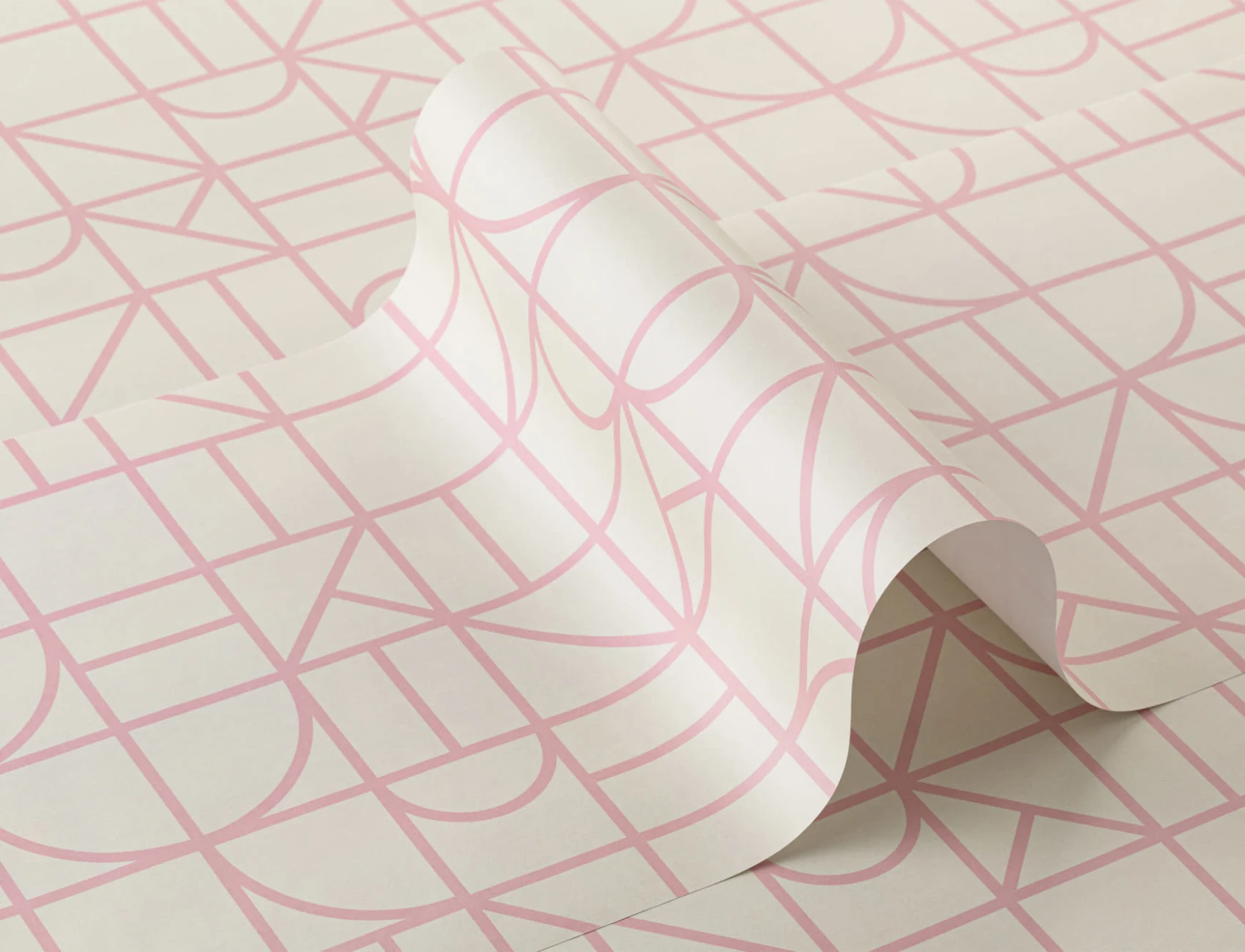Pink Modern Geometric Grid Repeat Pattern Wallpaper