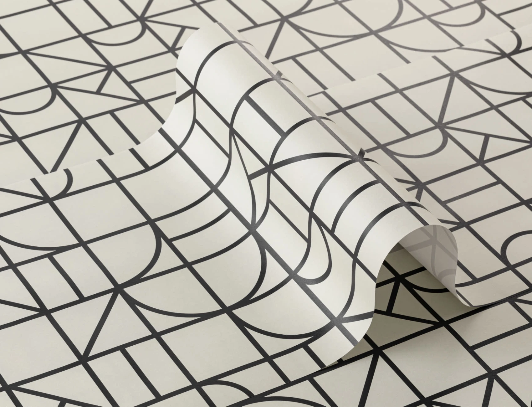 Monochrome Modern Geometric Grid Repeat Pattern Wallpaper