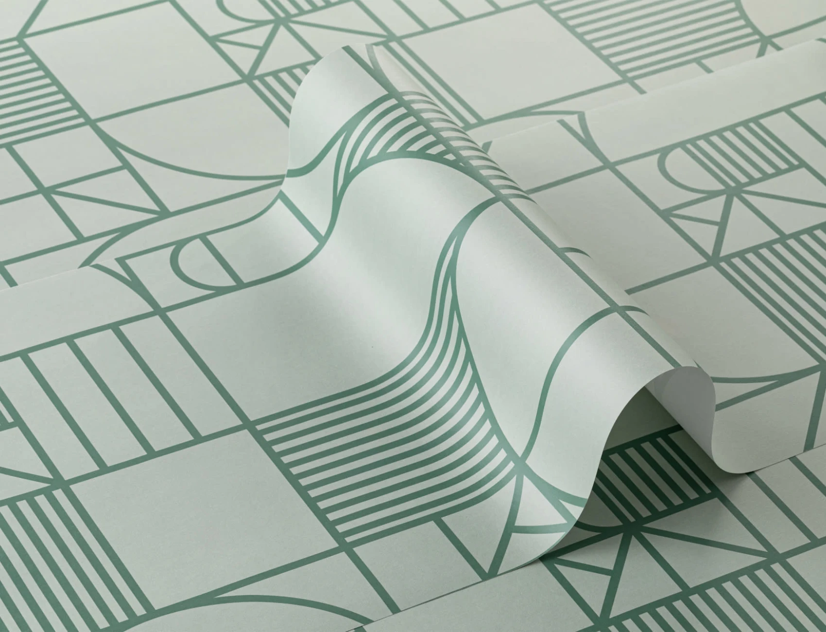 Papel de parede com padrão de repetição de linhas geométricas abstractas verdes