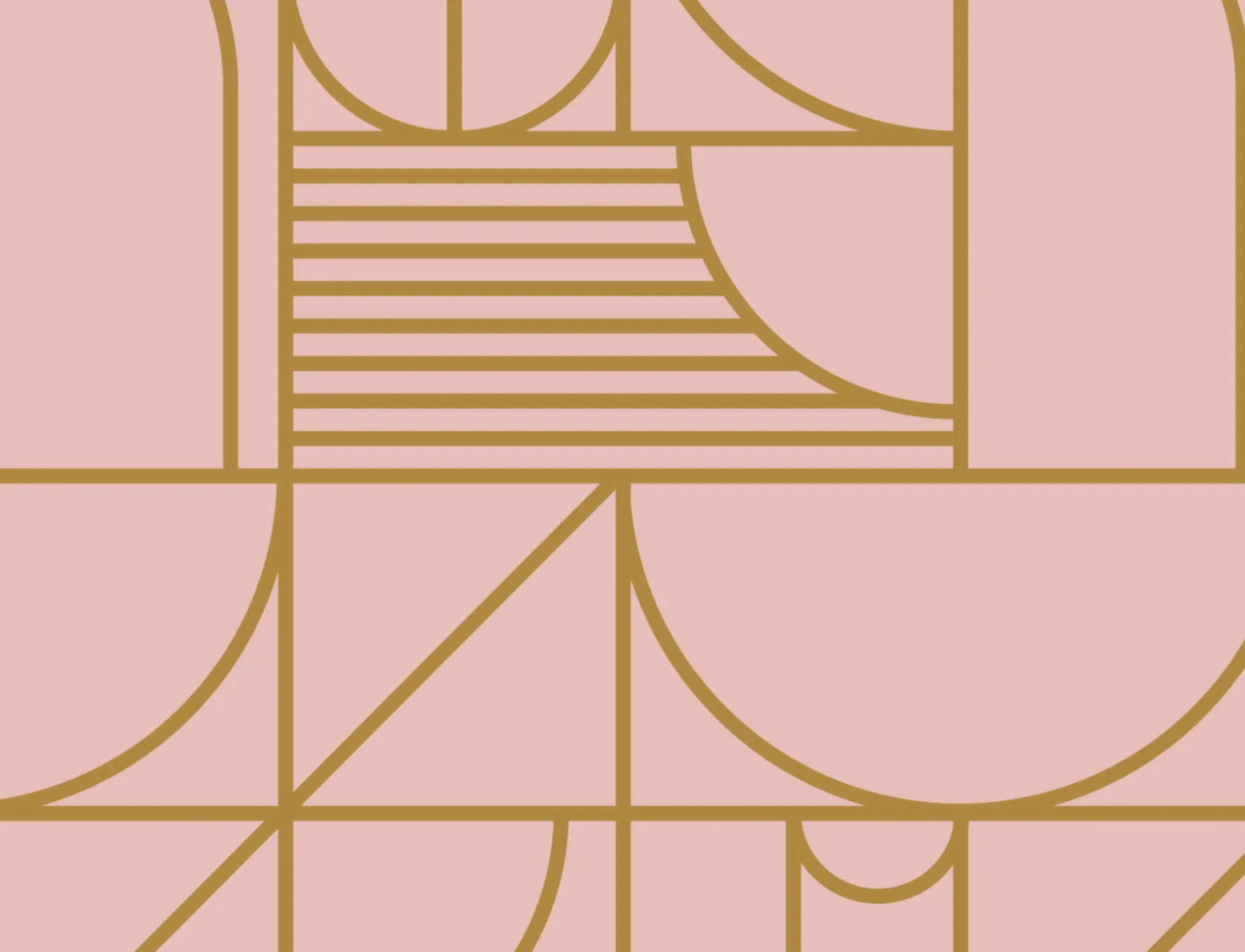 Pink and Gold Geometric Grid Lines Repeat Pattern Wallpaper