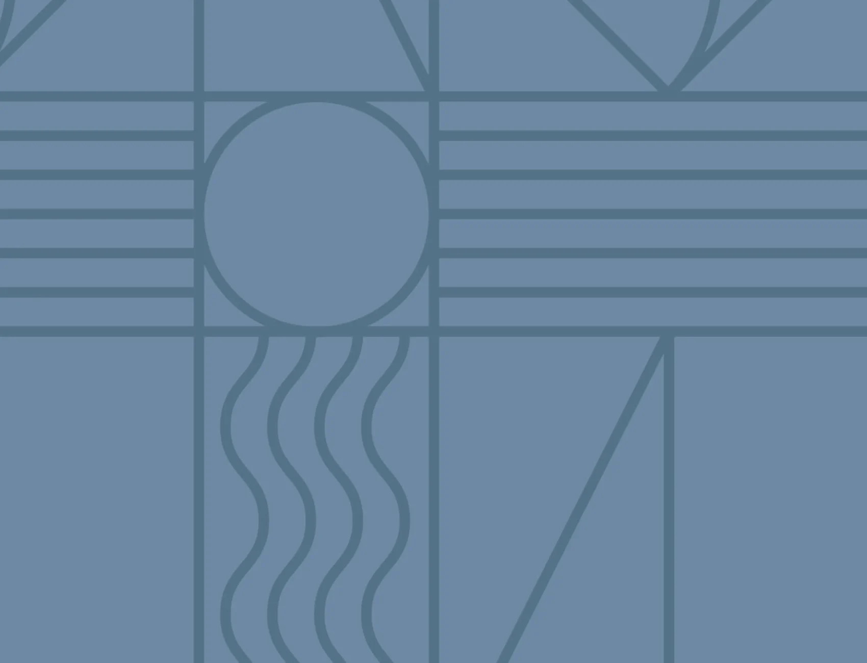 Deep Blue Geometric Lines and Curves Repeat Pattern Wallpaper