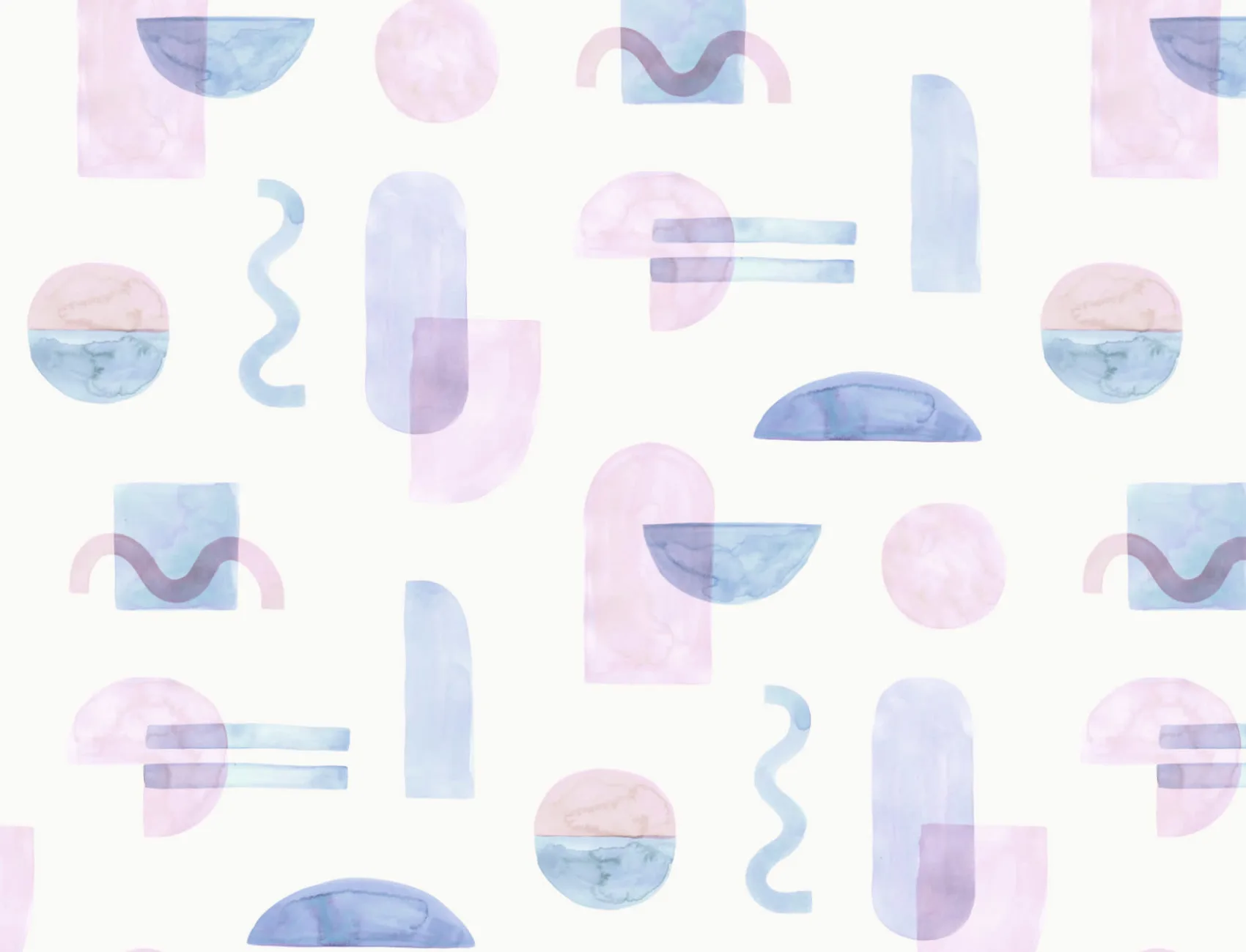Pastel Watercolor Geometric Repeat Pattern Wallpaper