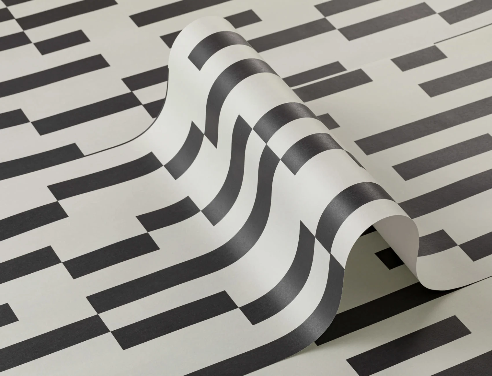 Black and White Modern Bauhaus Geometric Repeat Pattern Wallpaper