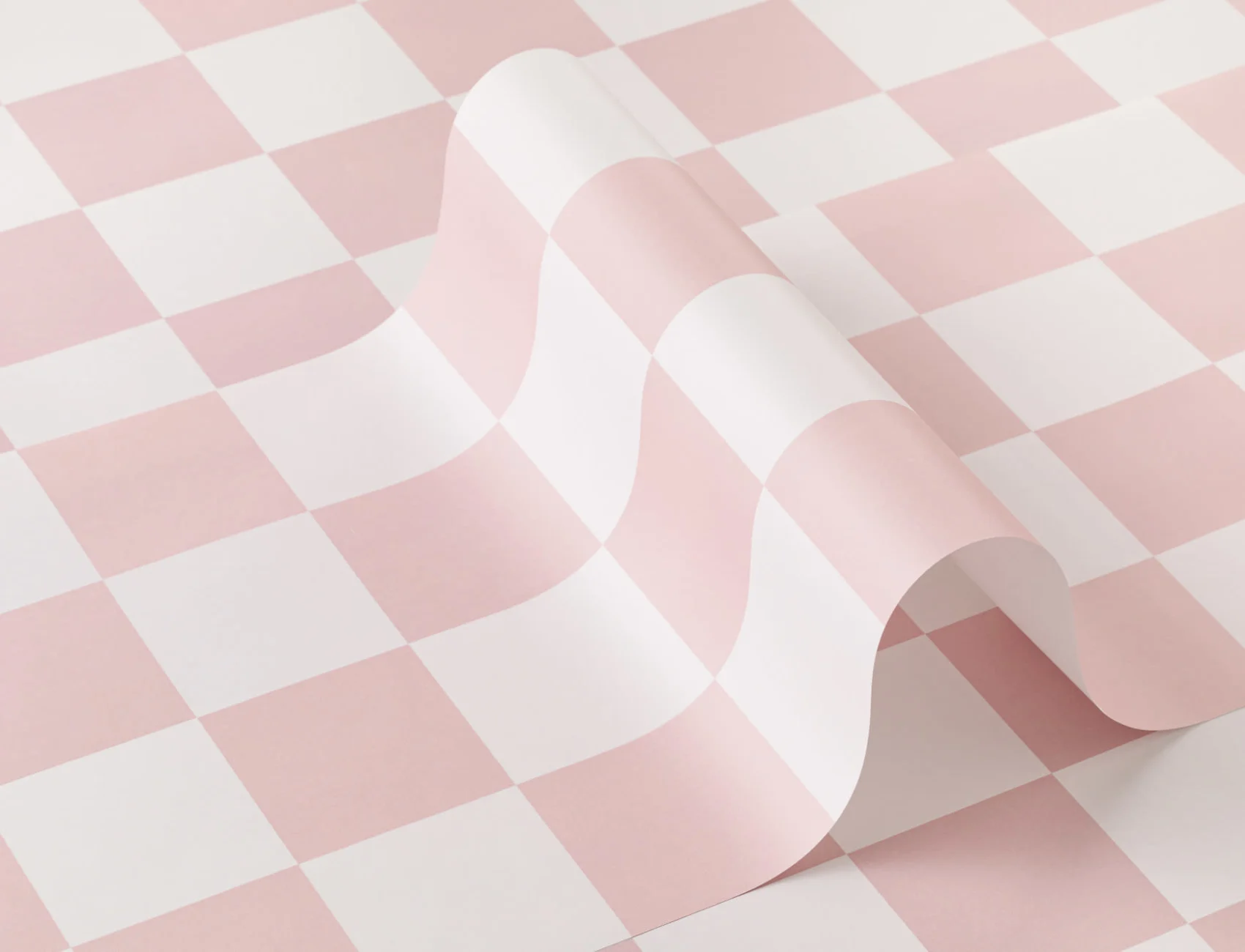 Papier Peint Damier à Motifs Répétés en Blanc et Rose