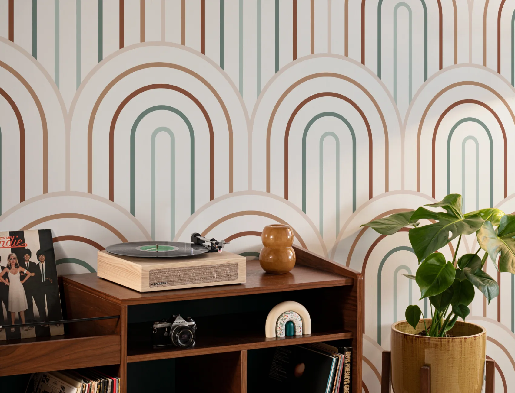 Multicolor Minimalist Loop Repeat Pattern Wallpaper