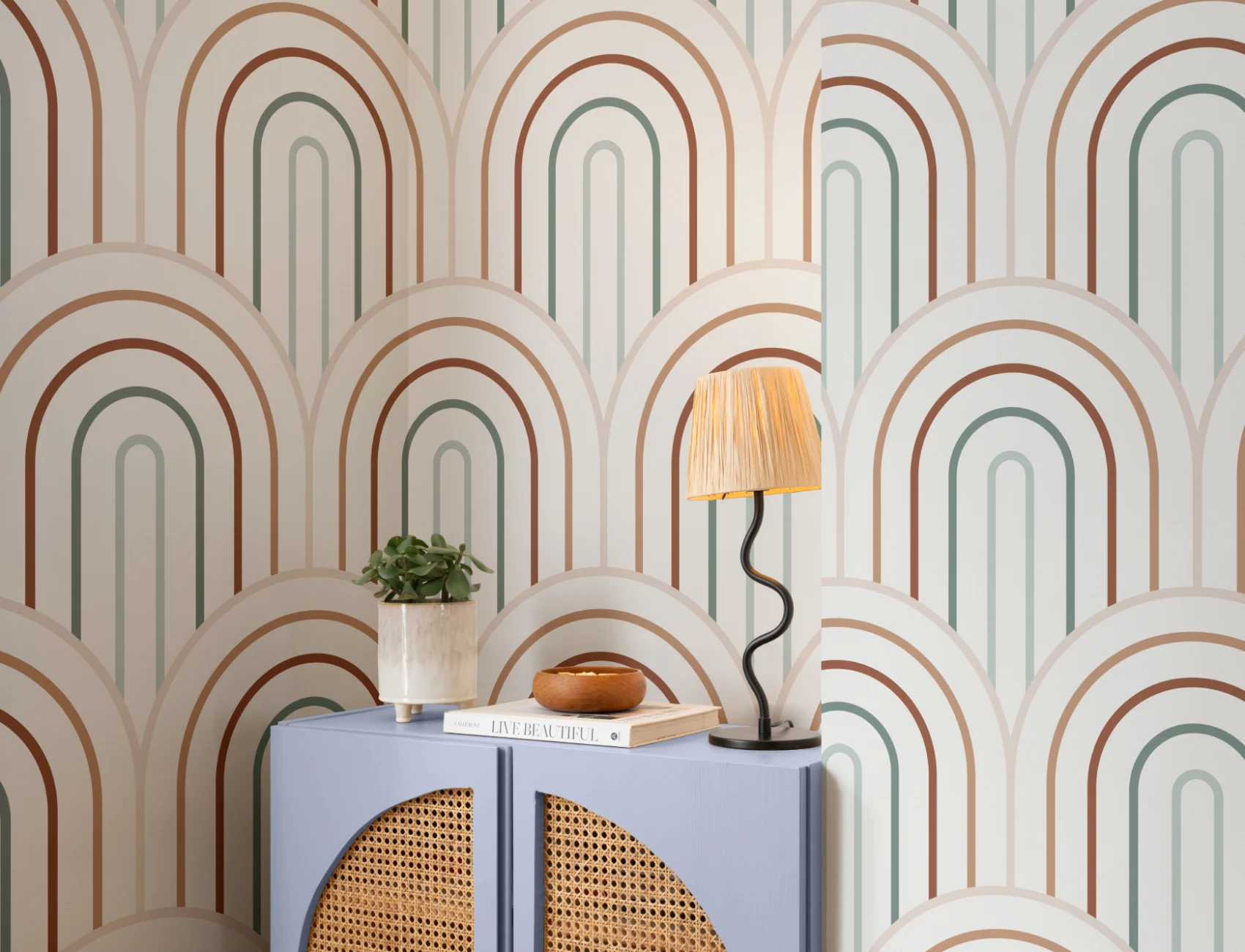 Multicolor Minimalist Loop Repeat Pattern Wallpaper