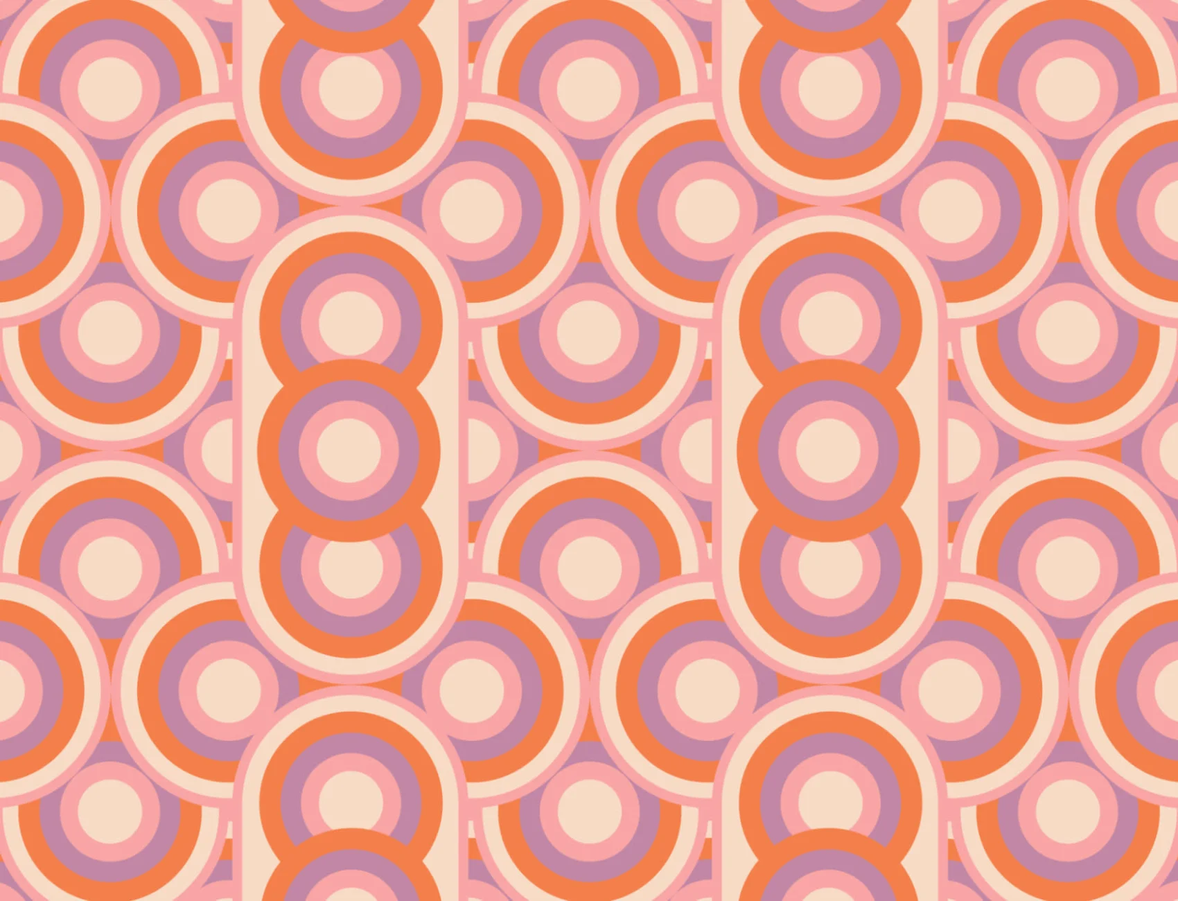 Retro Colorful Circles Repeat Pattern Wallpaper