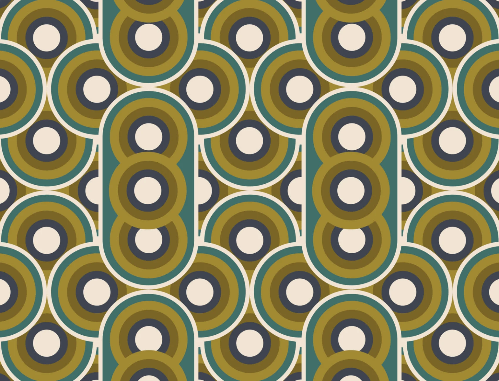 Retro 70s Circles Tapet