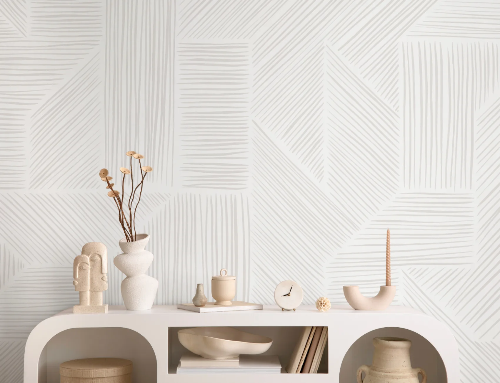 Mural de papel de parede Taupe Geometric Lines
