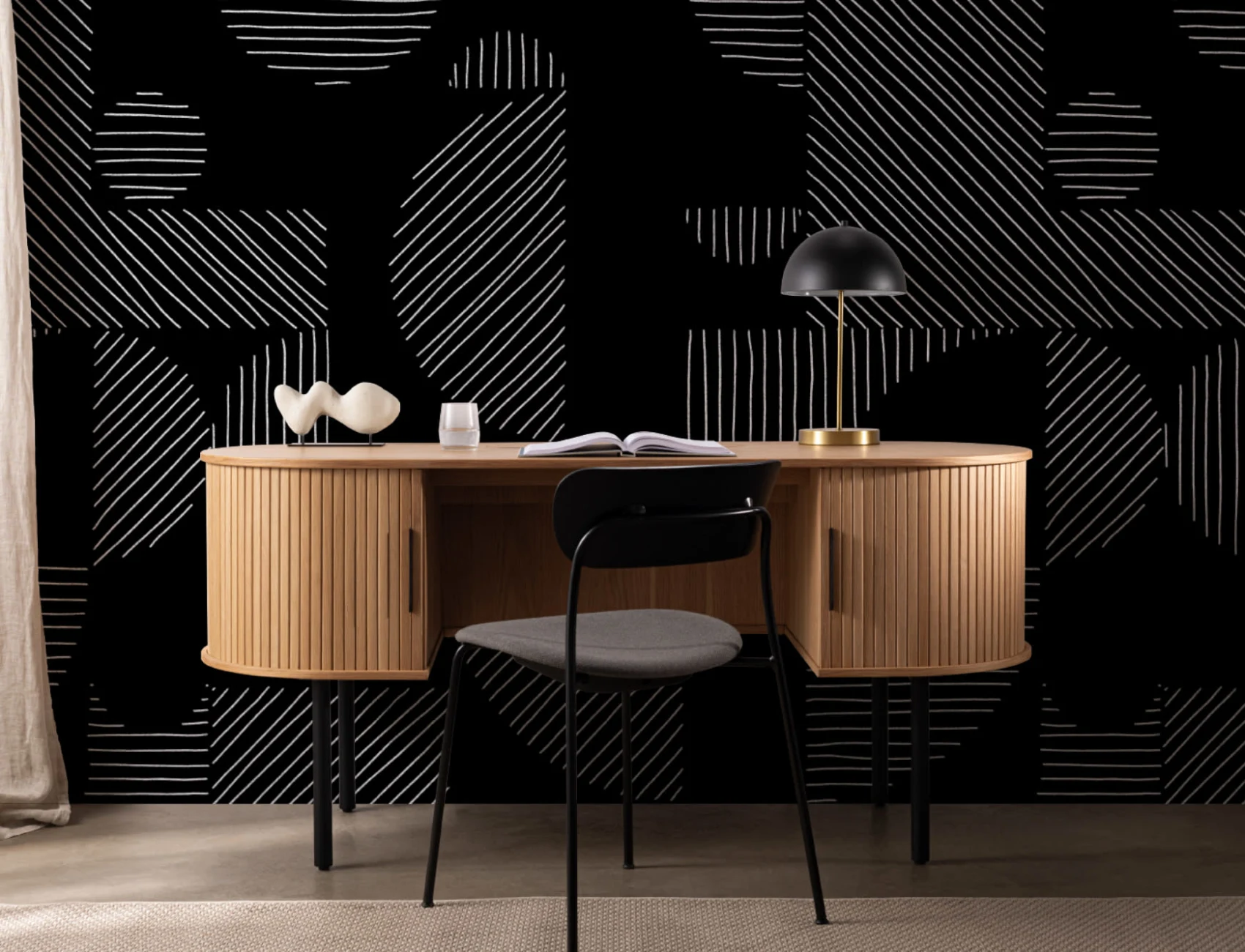 Black and White Geometric Shapes Wallpaper Mural