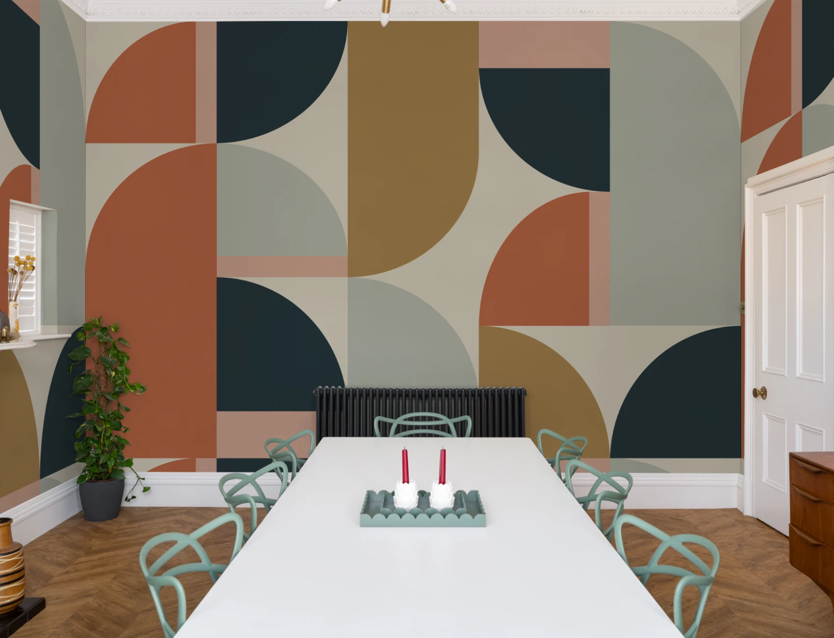 Flerfarvet retro geometrisk buemønster fototapet