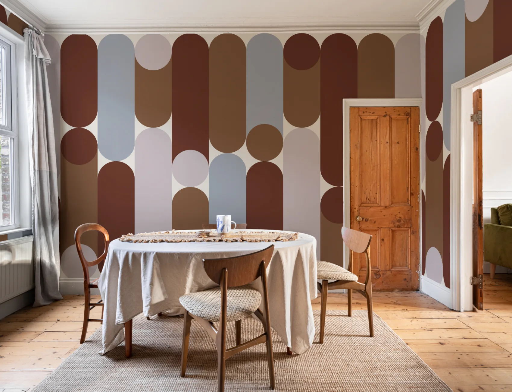 Multicolor Retro Geometric Abstract Wall Mural
