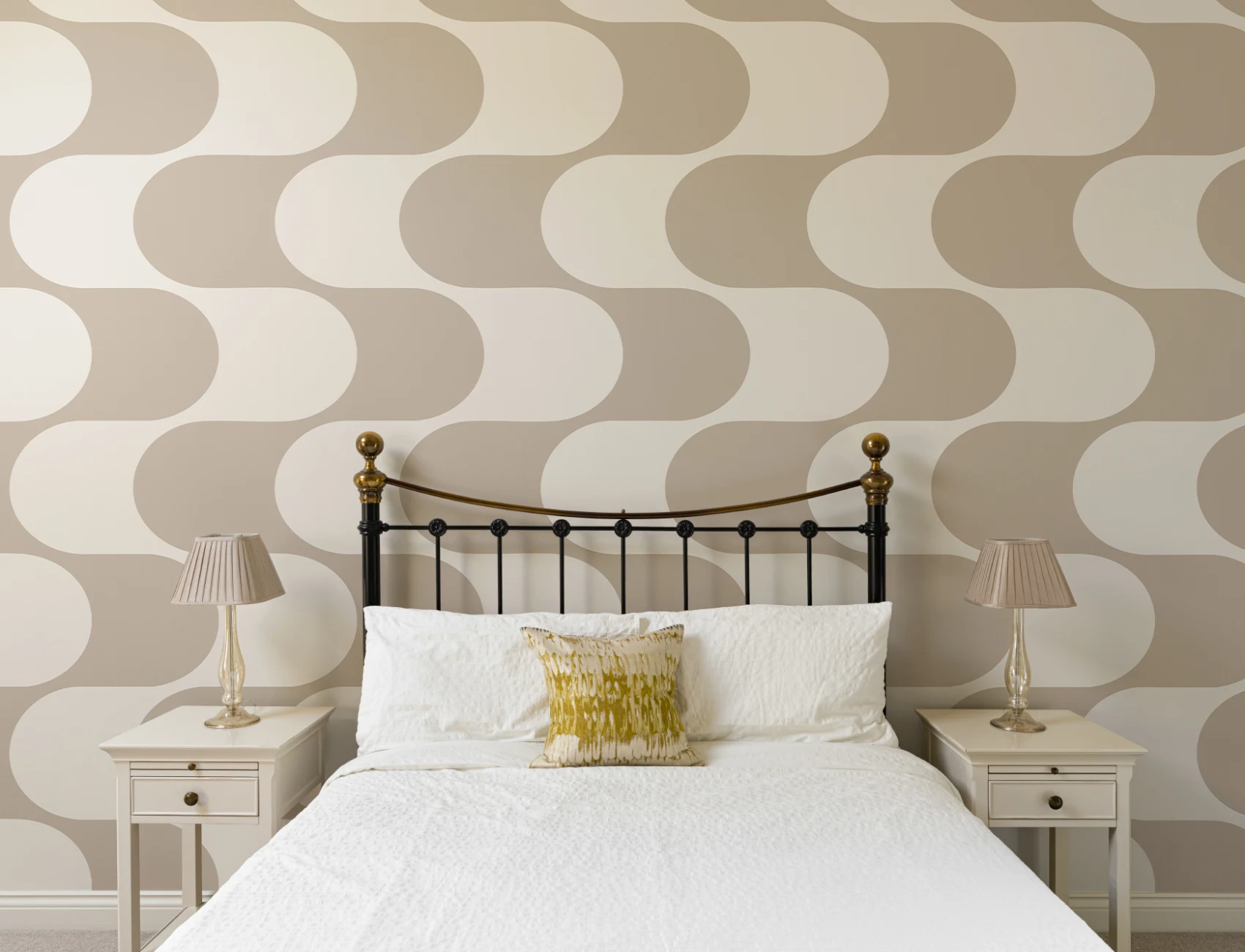 Beige Geometric Pattern Mid-Century Modern Wall Mural