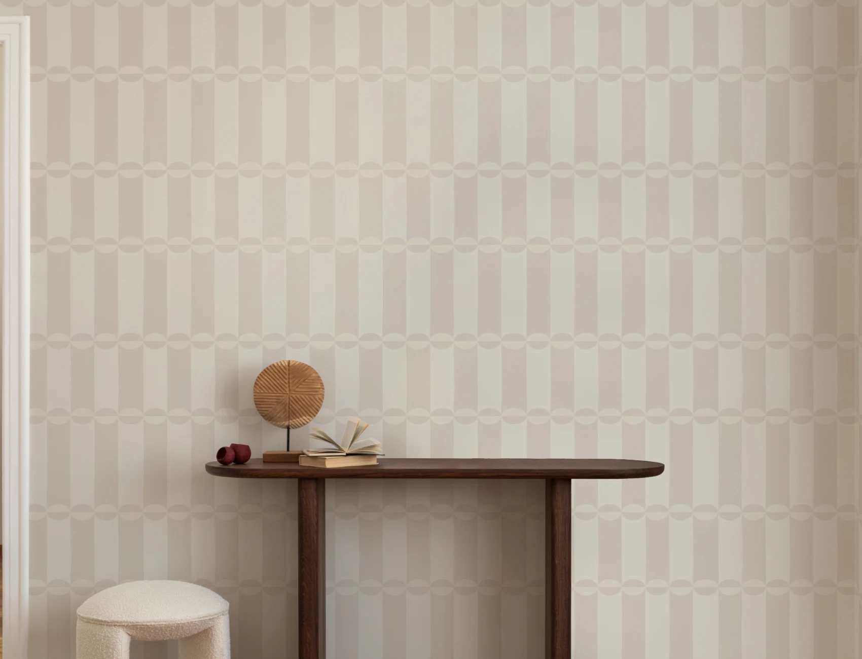 Rørformet beige geometrisk stribet moderne mønster fototapet