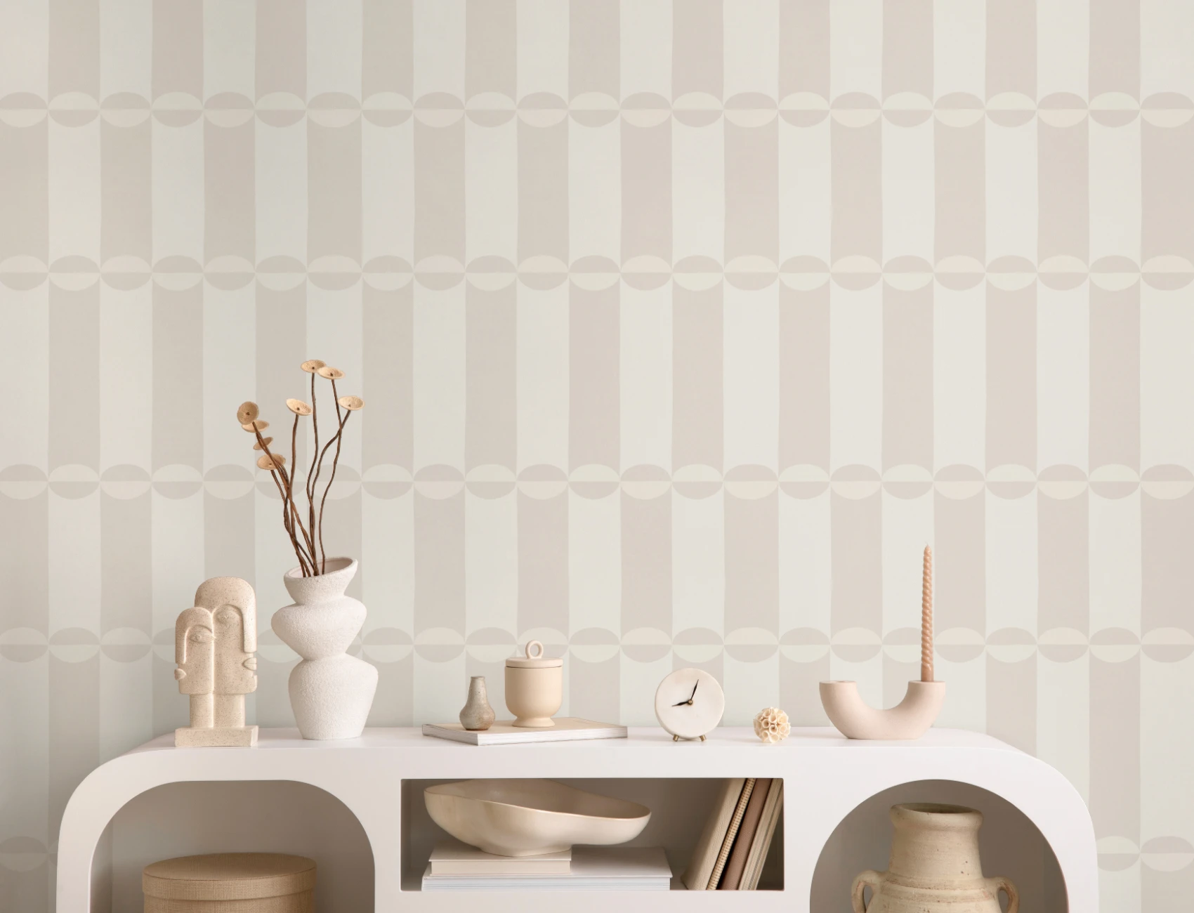 Rørformet beige geometrisk stribet moderne mønster fototapet