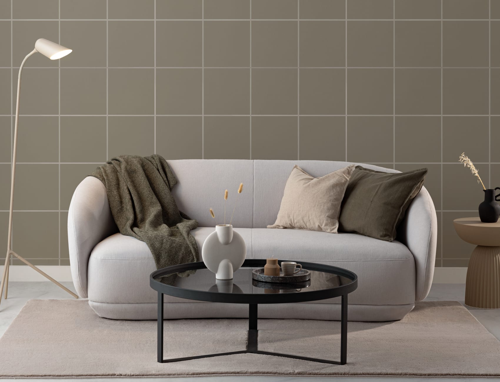 Greige minimalistisk geometrisk tapet til moderne rum