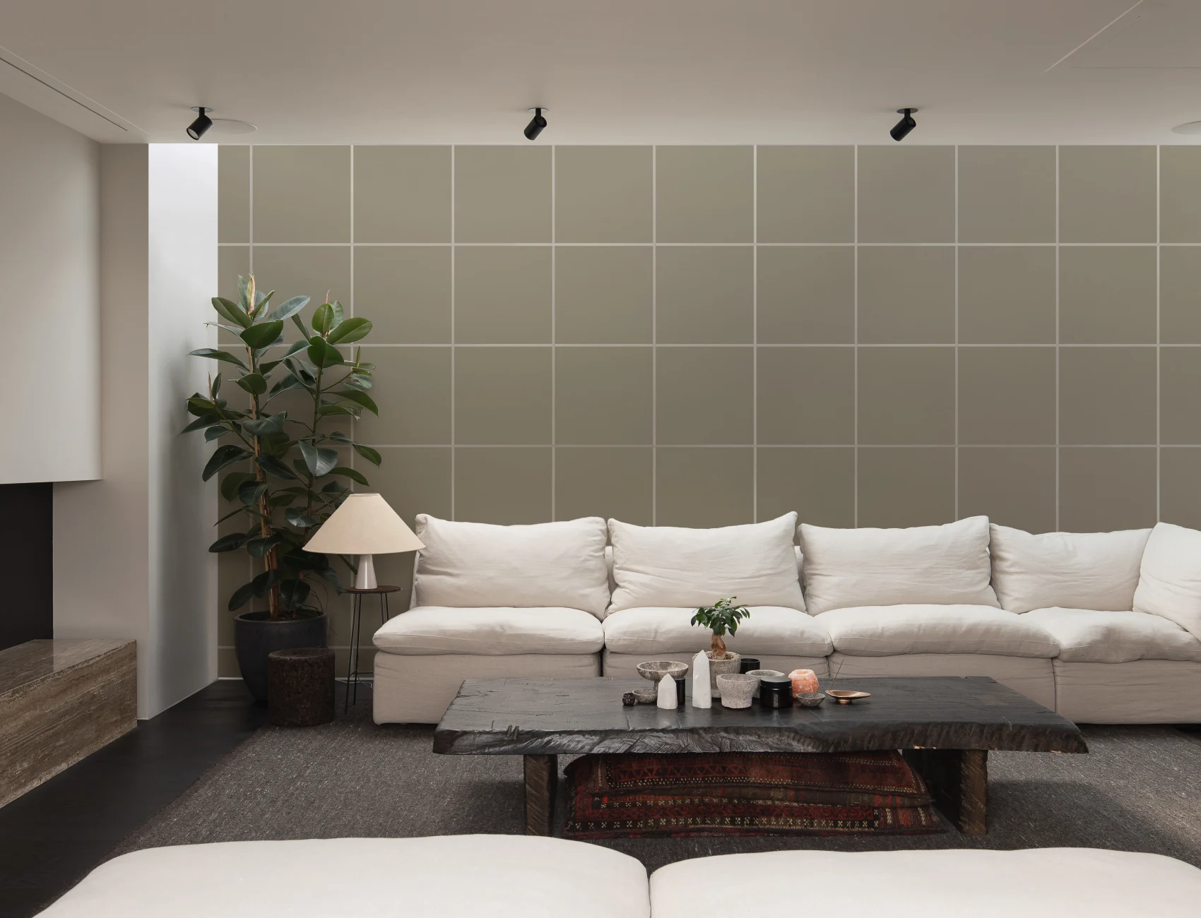 Greige minimalistisk geometrisk tapet til moderne rum