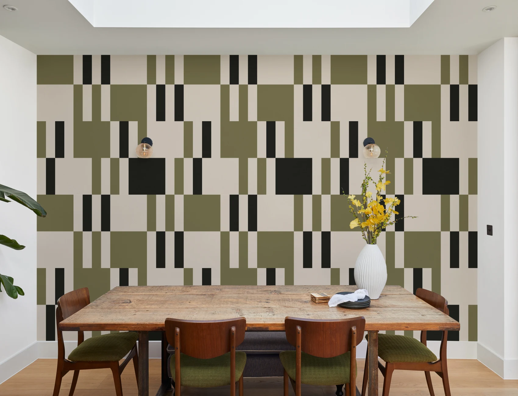 Green Tessellate Geometric Pattern Mural for Bold Spaces