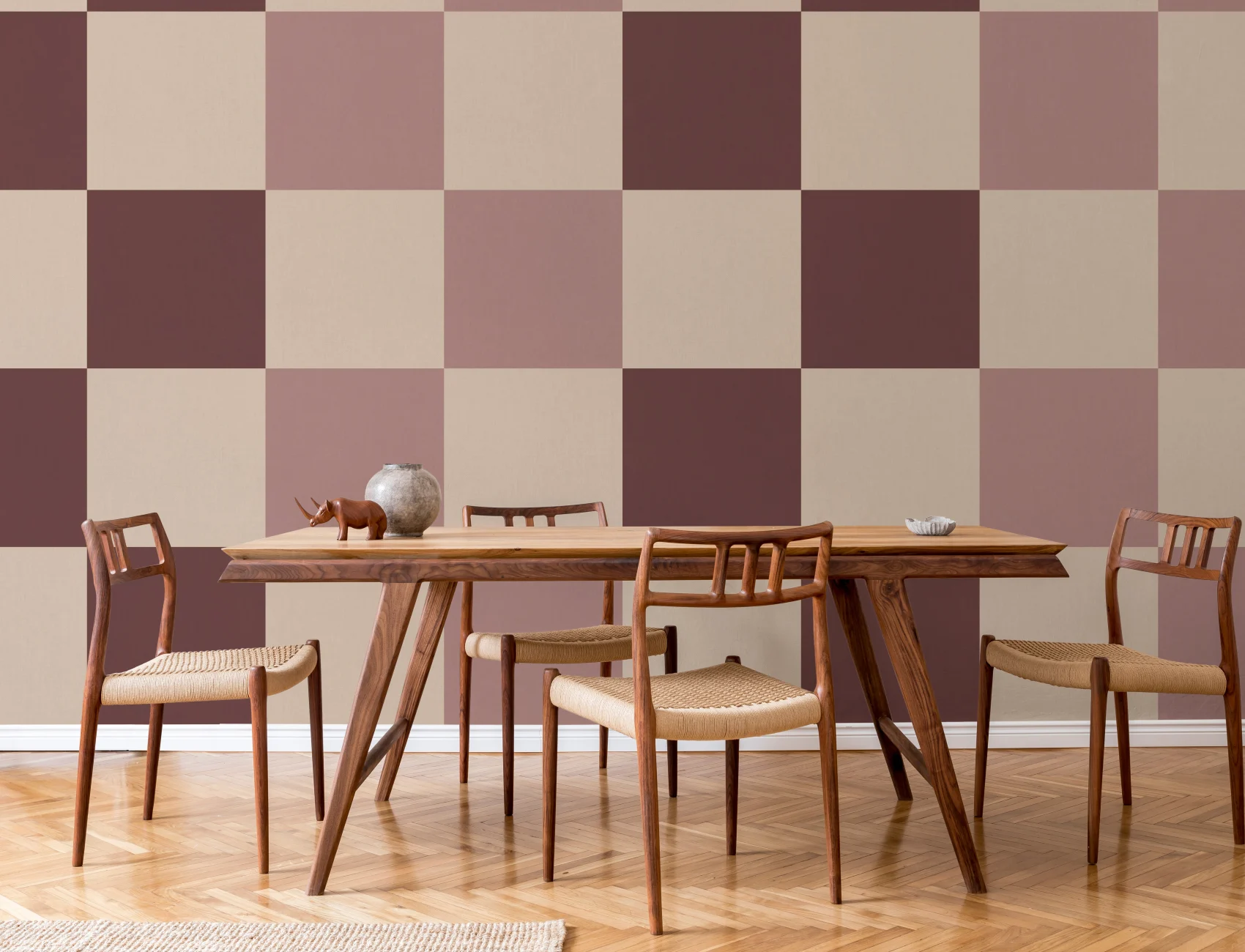 Pink Checkerboard Pattern Retro Wall Mural for Fun Vibes