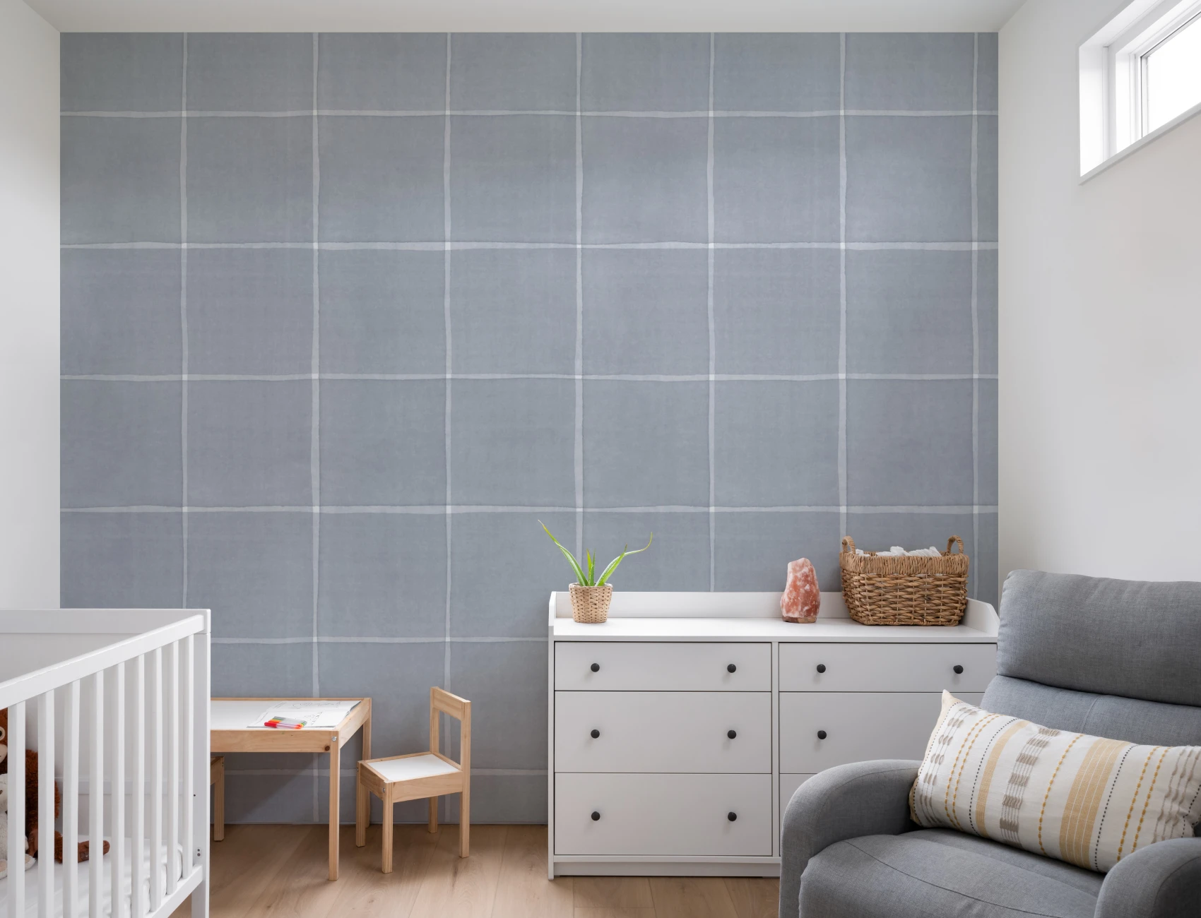 Blue Checked Pattern Modern Wallpaper Mural