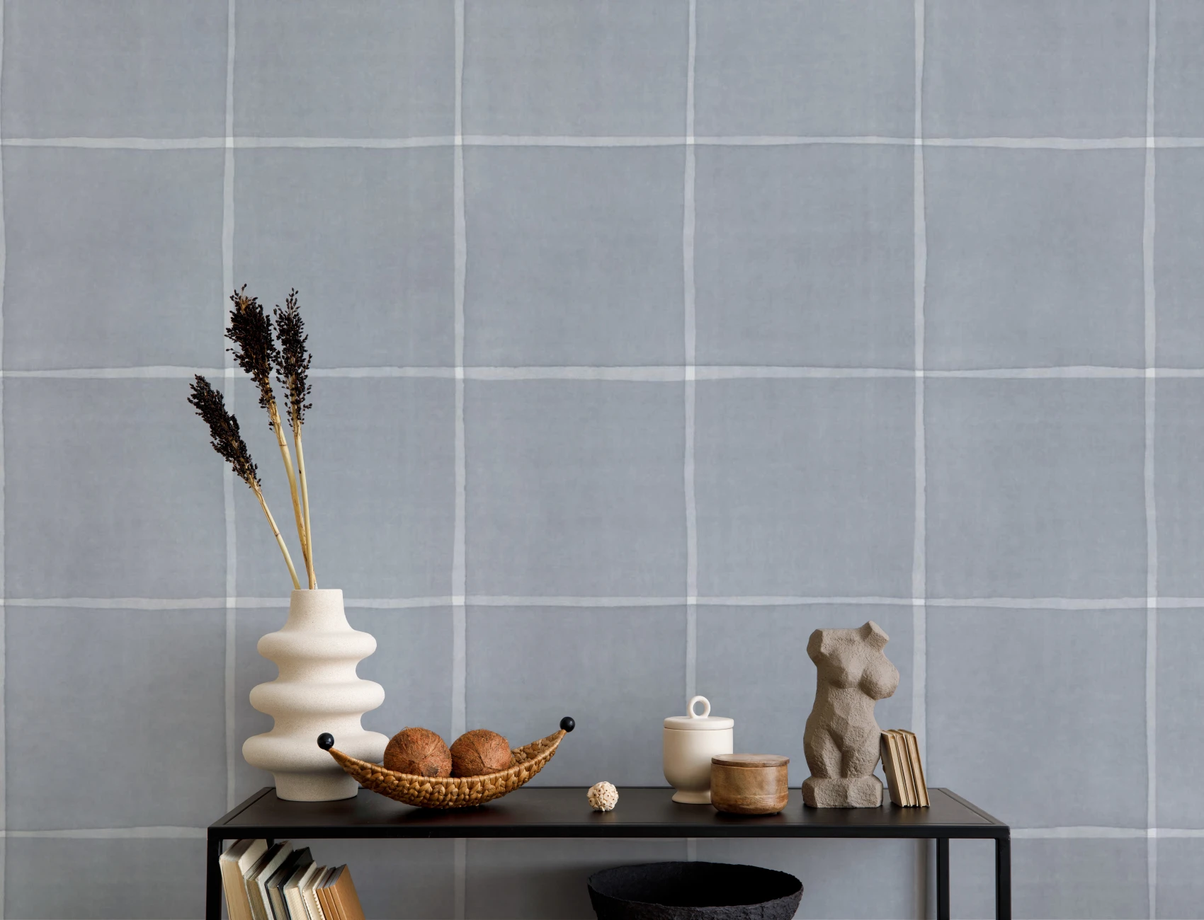 Blue Checked Pattern Modern Wallpaper Mural