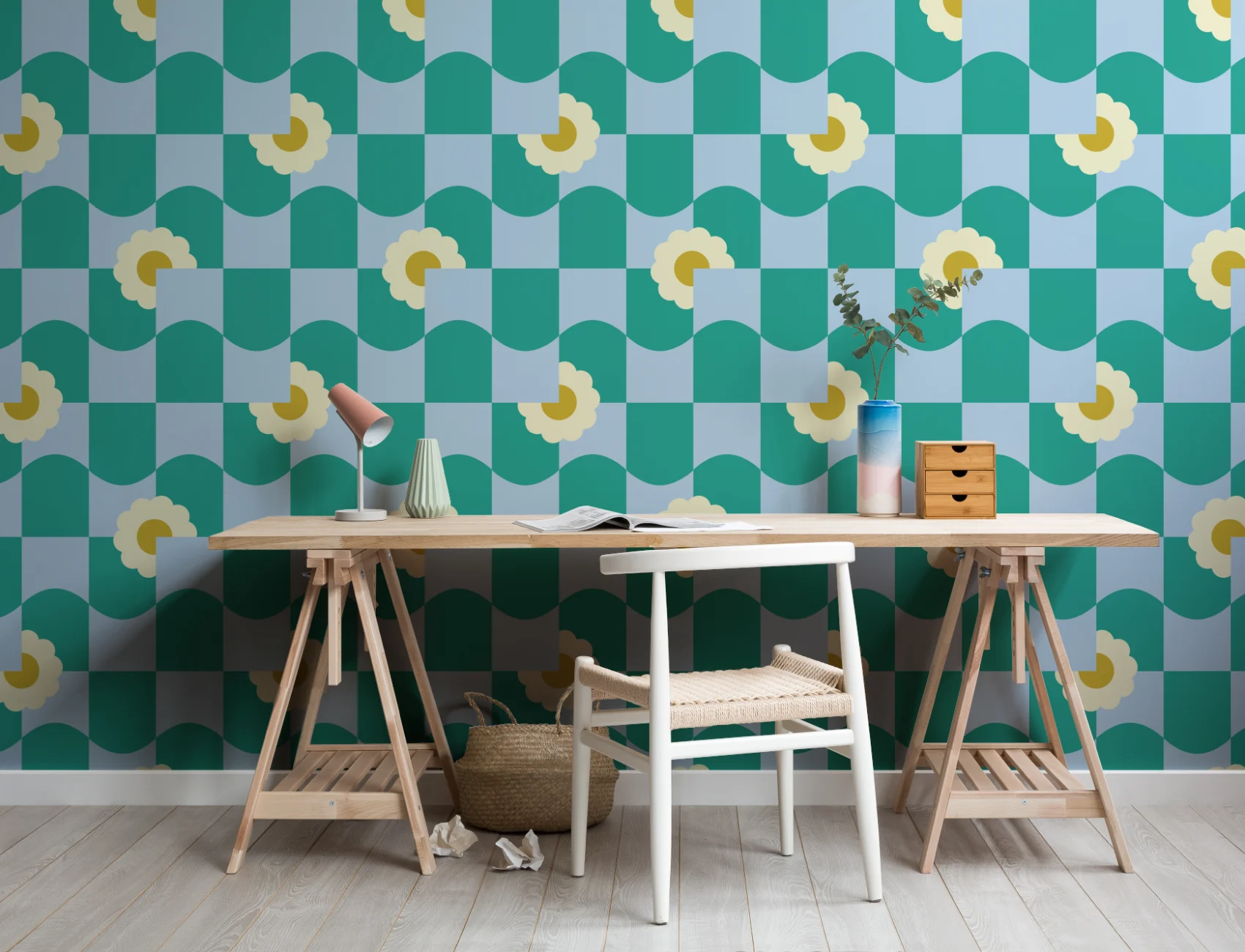 Elizabeth Olwen Petal Pop Green Wallpaper